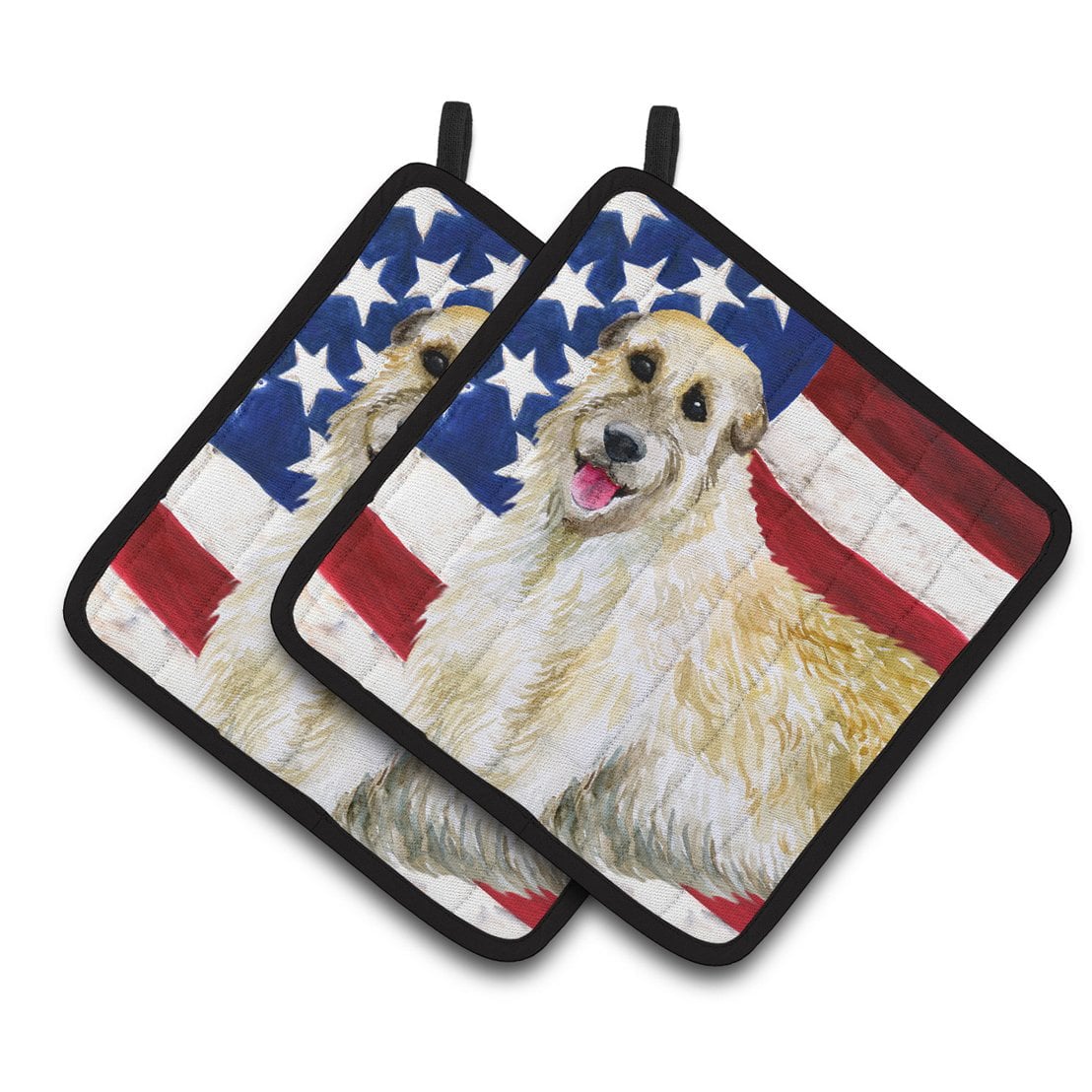 Irish Wolfhound Patriotic Pair of Pot Holders
