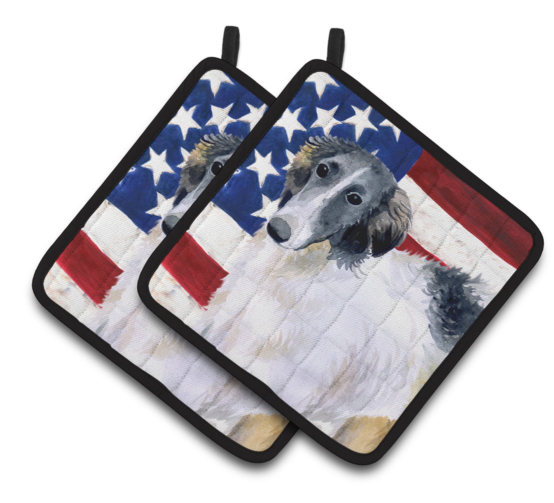 Borzoi Patriotic Pair of Pot Holders