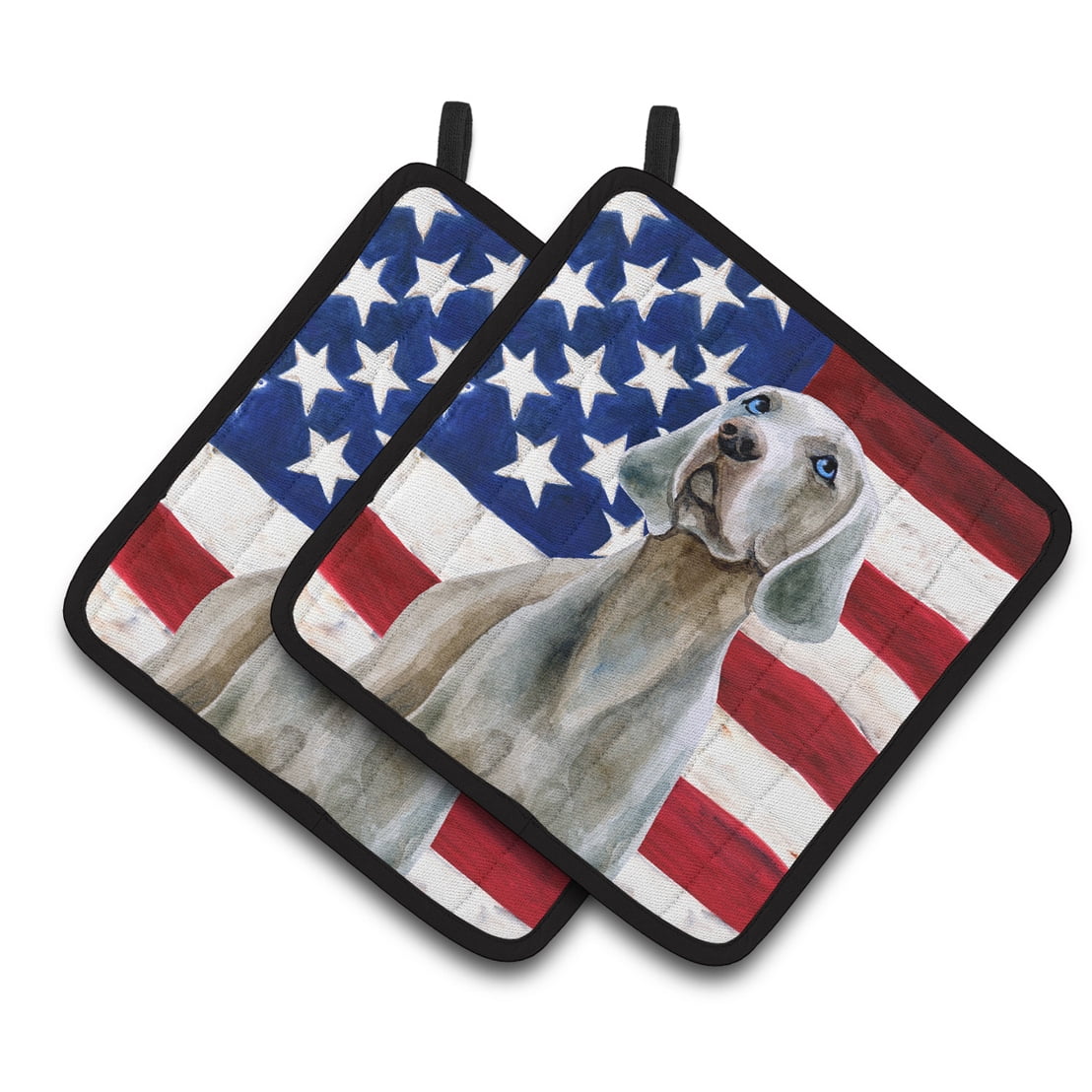 Weimaraner Patriotic Pair of Pot Holders
