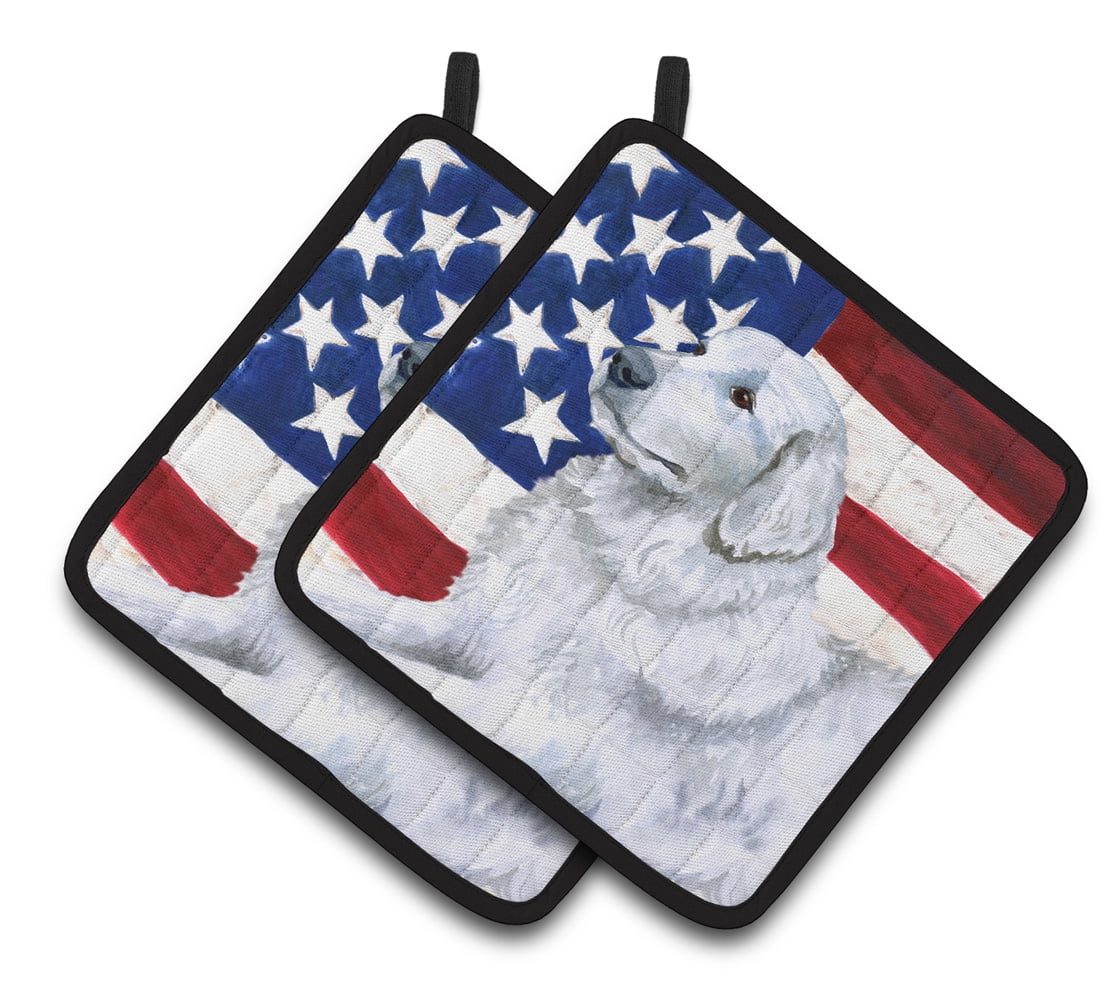 BB9675PTHD Maremma Sheepdog Patriotic Pair of Pot Holders