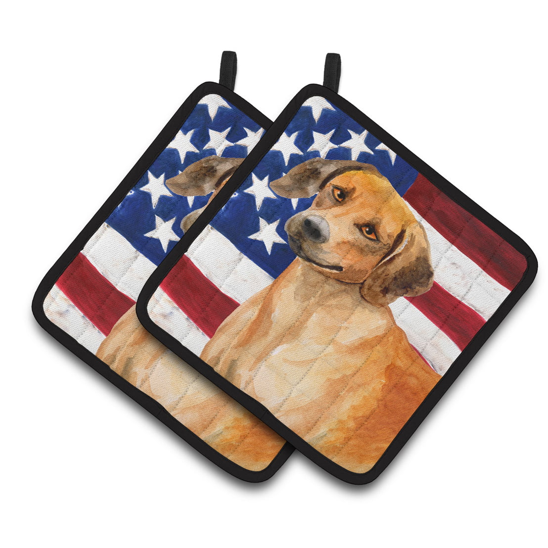Rhodesian Ridgeback Patriotic Pair of Pot Holders