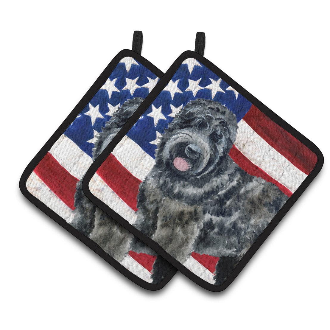 Black Russian Terrier Patriotic Pair of Pot Holders