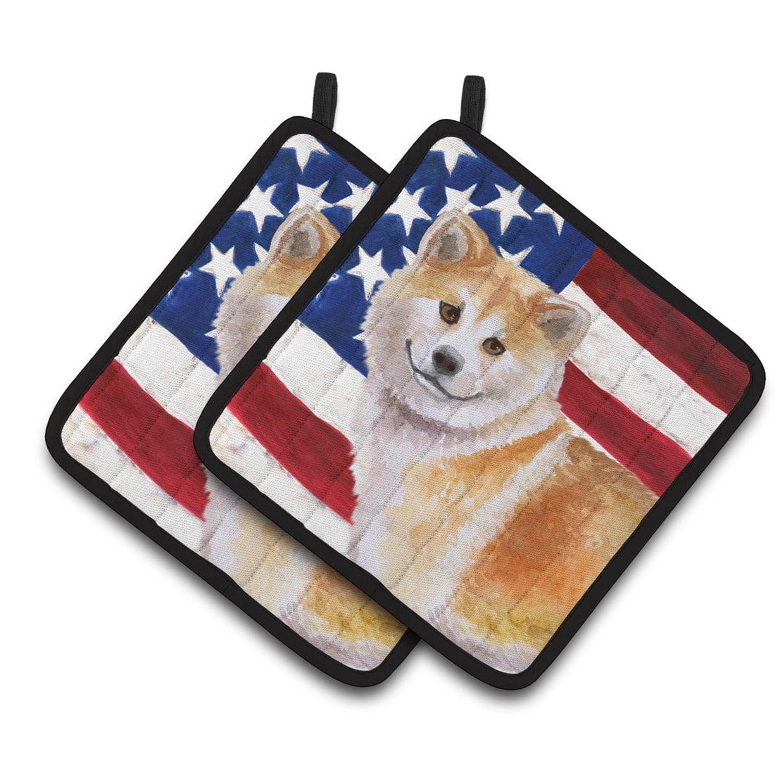 Picture of Carolines Treasures BB9678PTHD Shiba Inu Patriotic Pair of Pot Holders