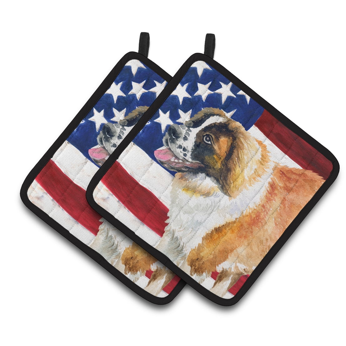 Saint Bernard Patriotic Pair of Pot Holders