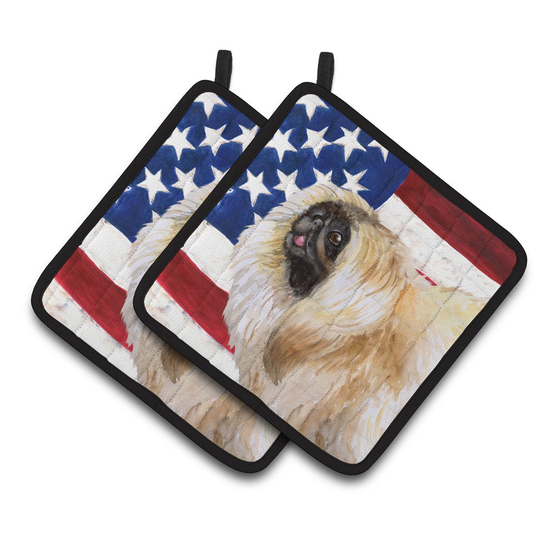 Pekingese Patriotic Pair of Pot Holders
