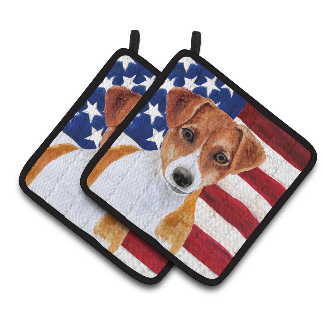 Jack Russell Terrier Patriotic Pair of Pot Holders