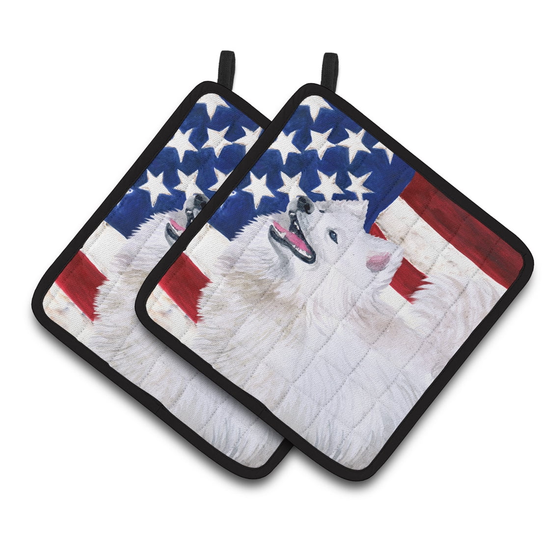 Samoyed Patriotic Pair of Pot Holders