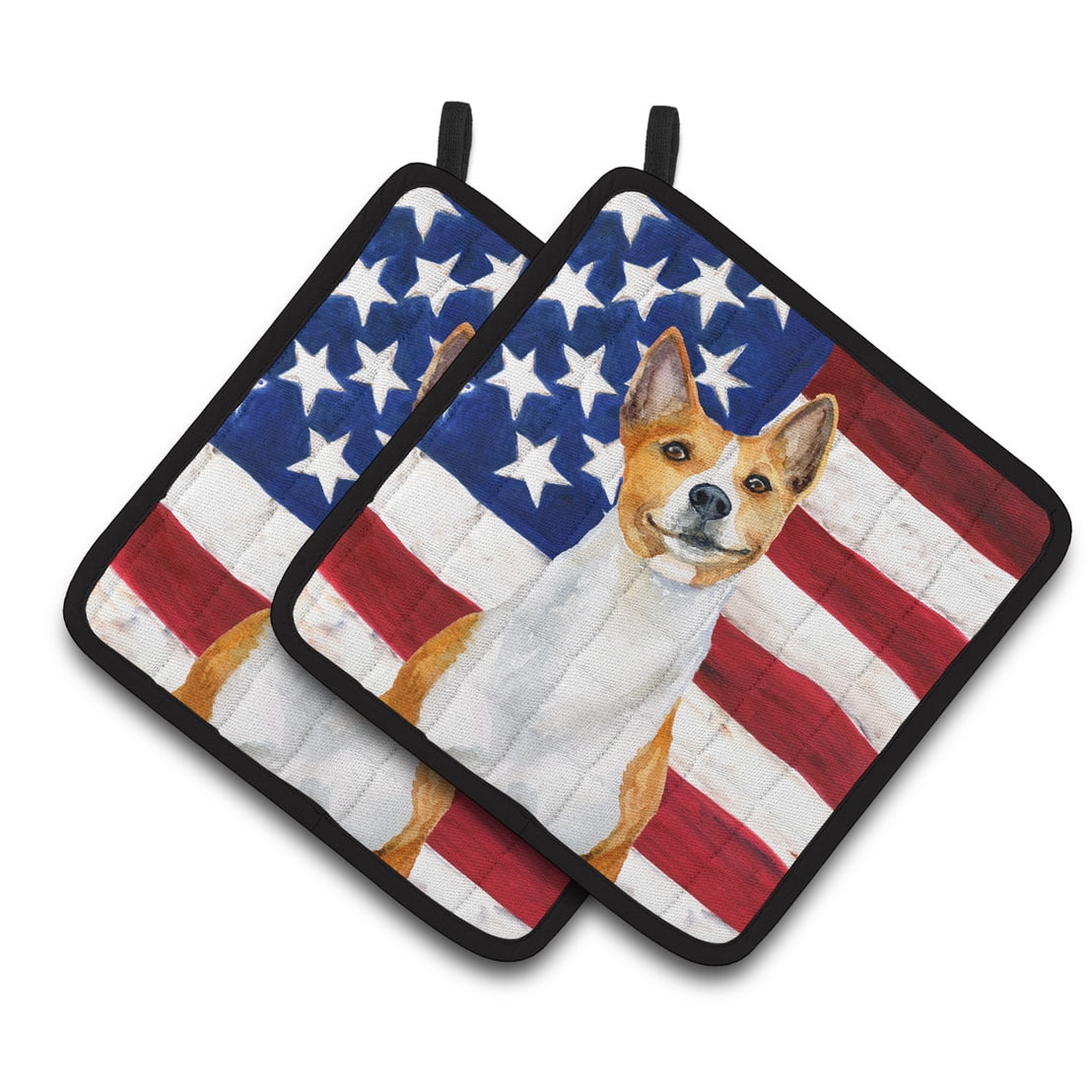 Basenji Patriotic Pair of Pot Holders