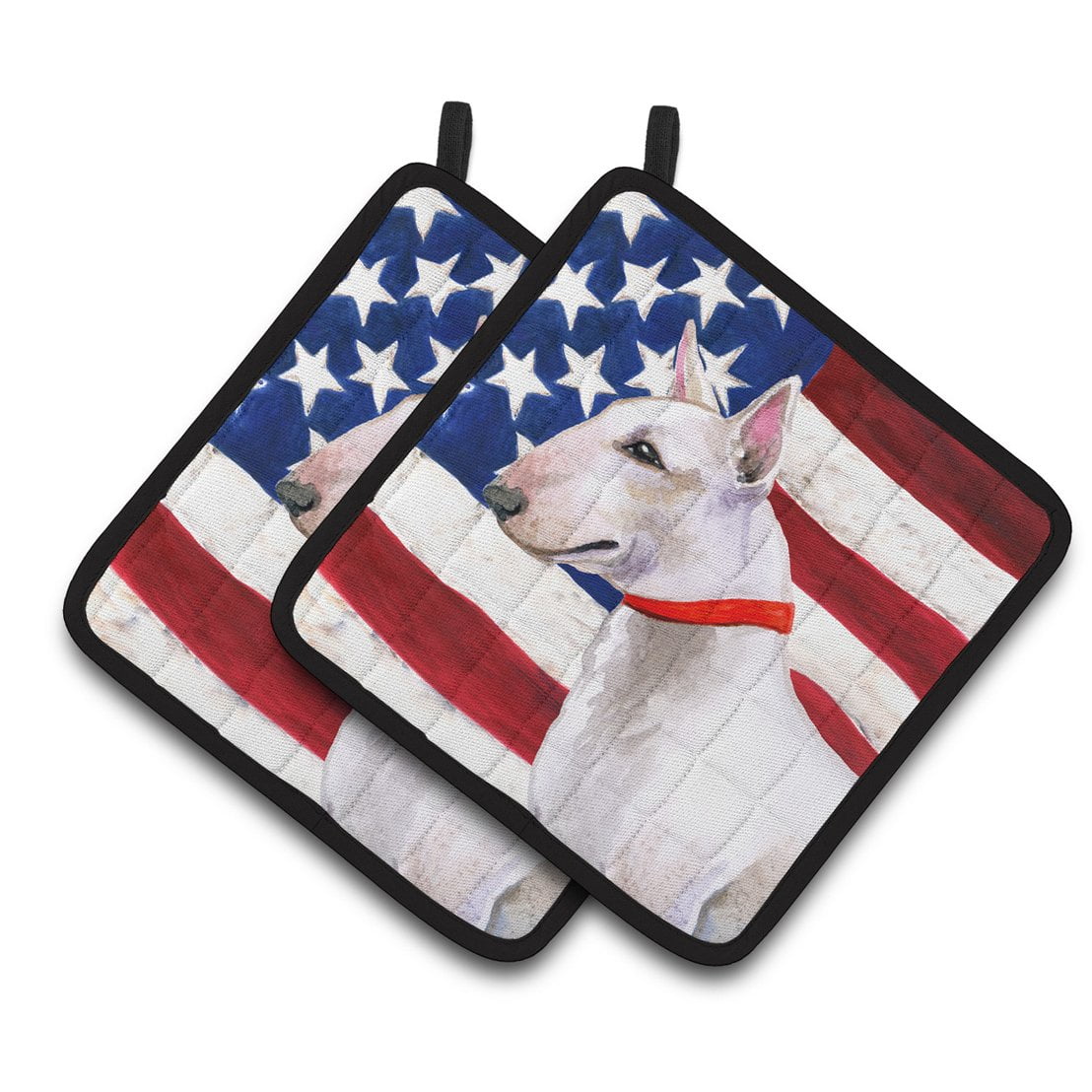 Bull Terrier Patriotic Pair of Pot Holders