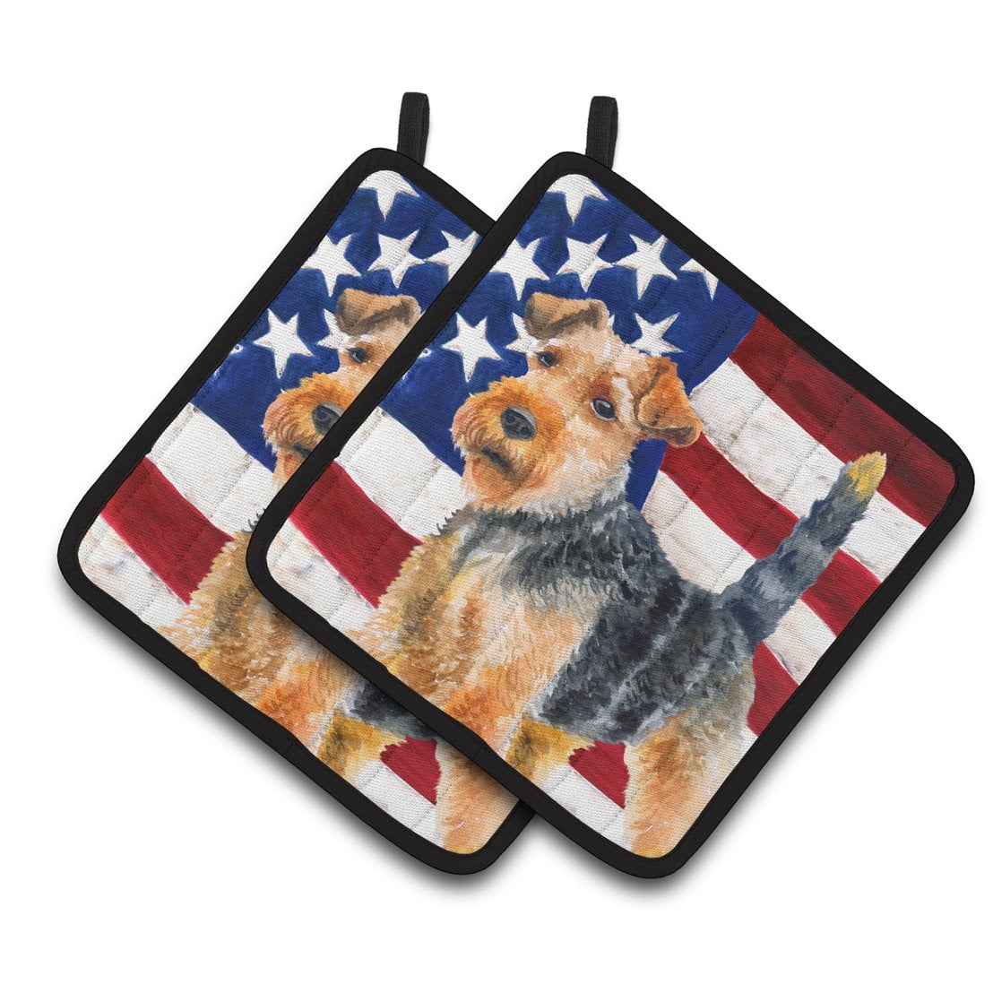 Welsh Terrier Patriotic Pair of Pot Holders
