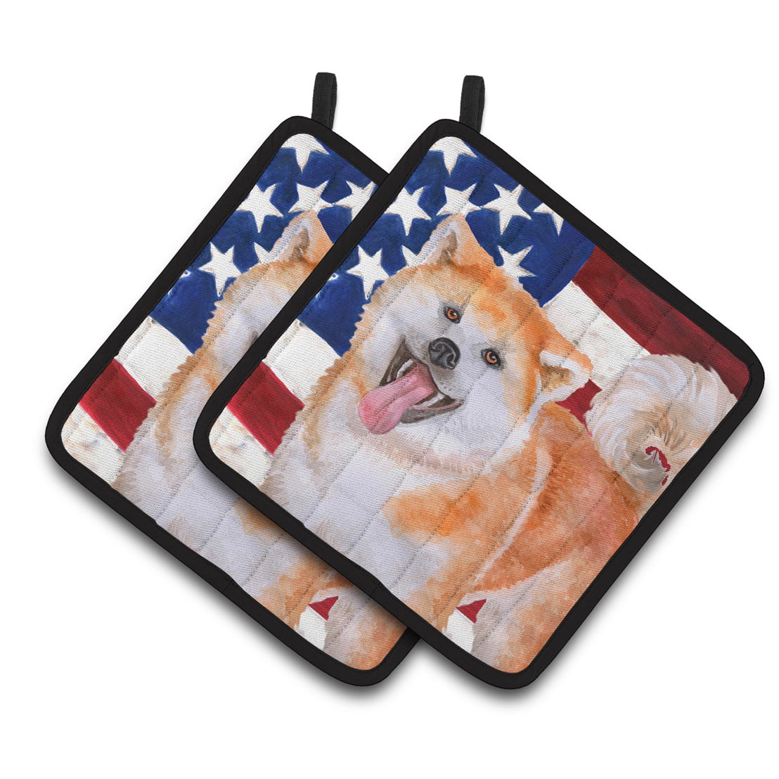 Akita Patriotic Pair of Pot Holders