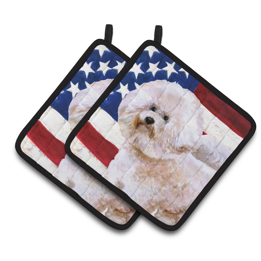 Bichon Frise No. 2 Patriotic Pair of Pot Holders