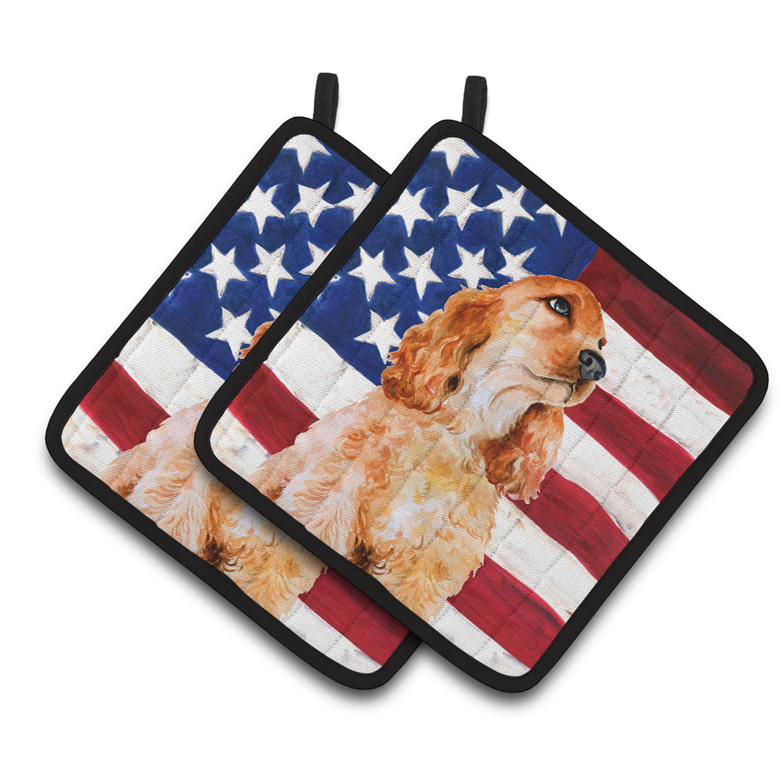 Cocker Spaniel Patriotic Pair of Pot Holders