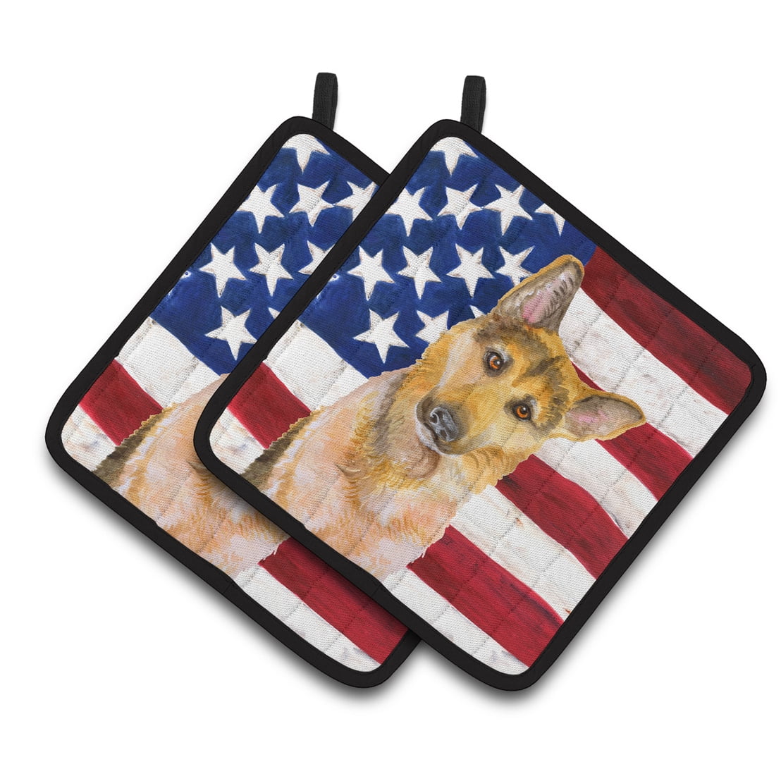 German Shepherd No. 2 Patriotic Pair of Pot Holders