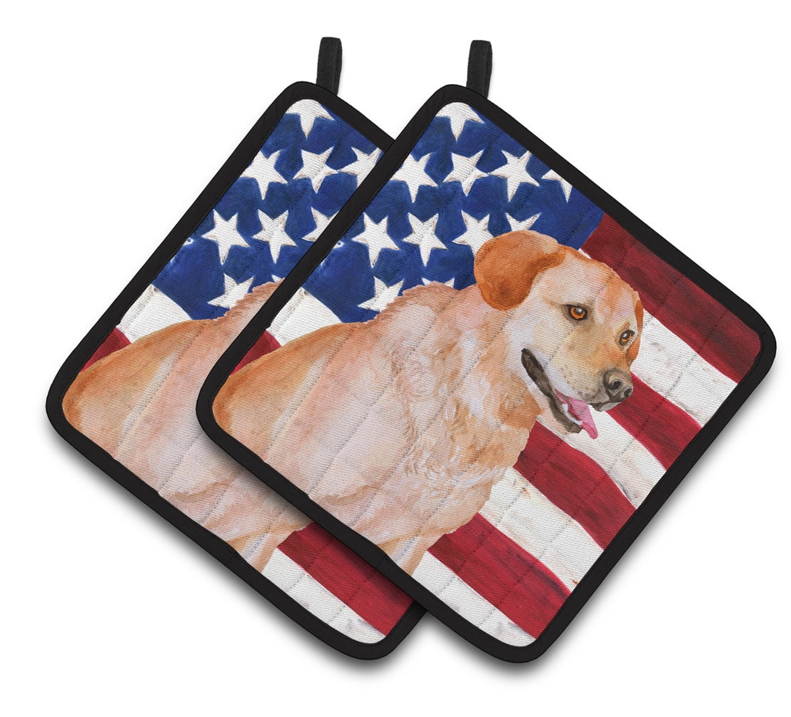 Labrador Retriever Patriotic Pair of Pot Holders