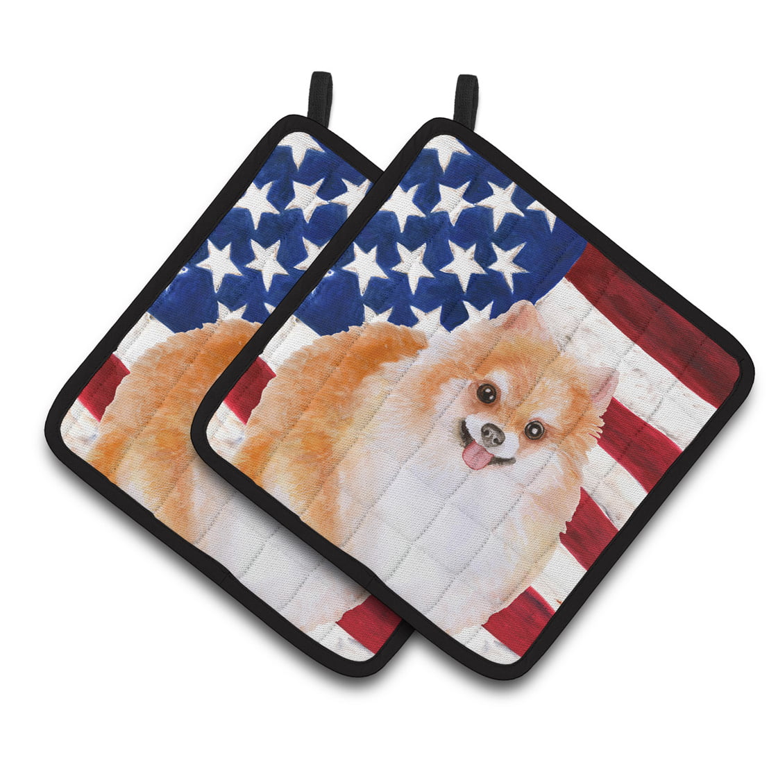 Pomeranian No. 2 Patriotic Pair of Pot Holders