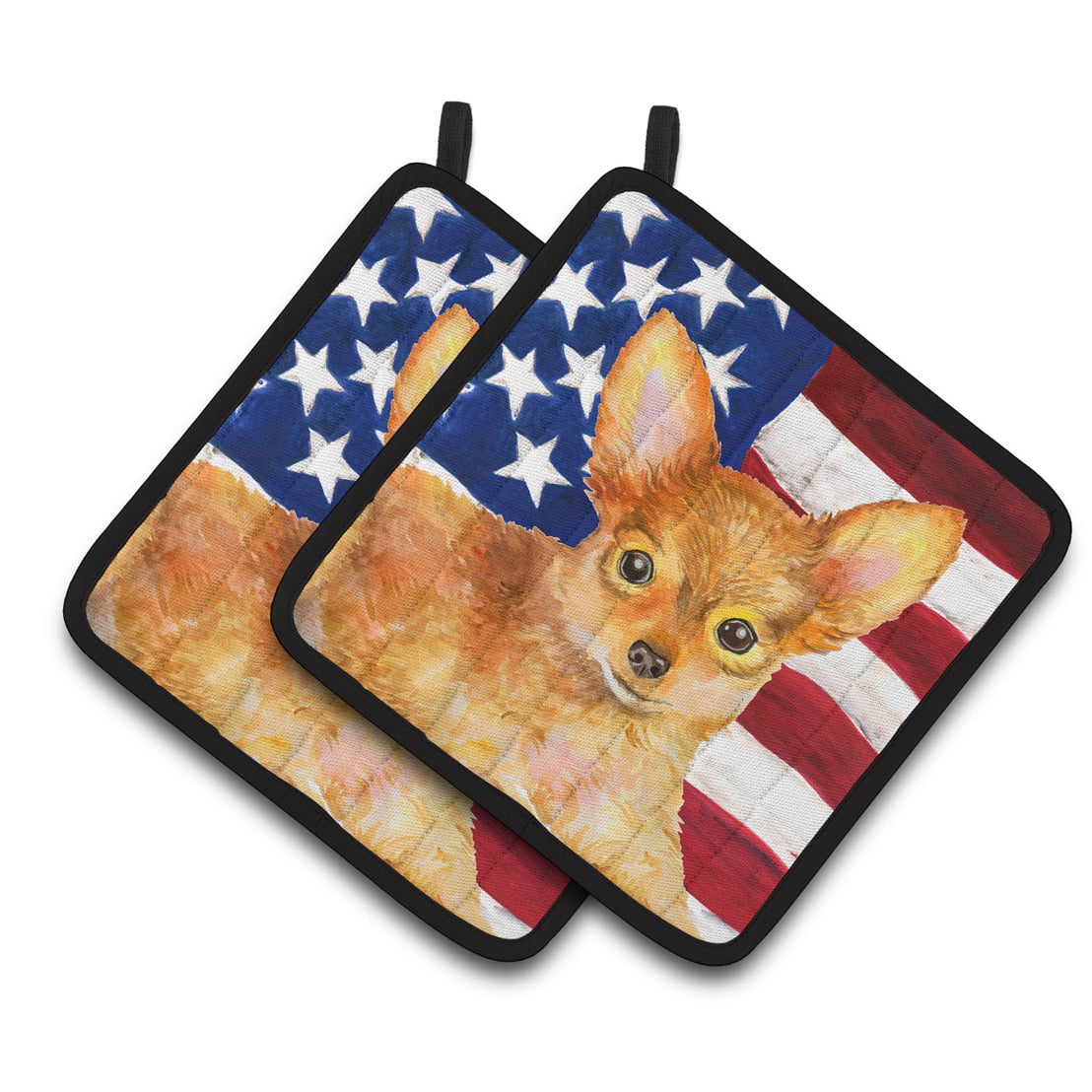Toy Terrier Patriotic Pair of Pot Holders