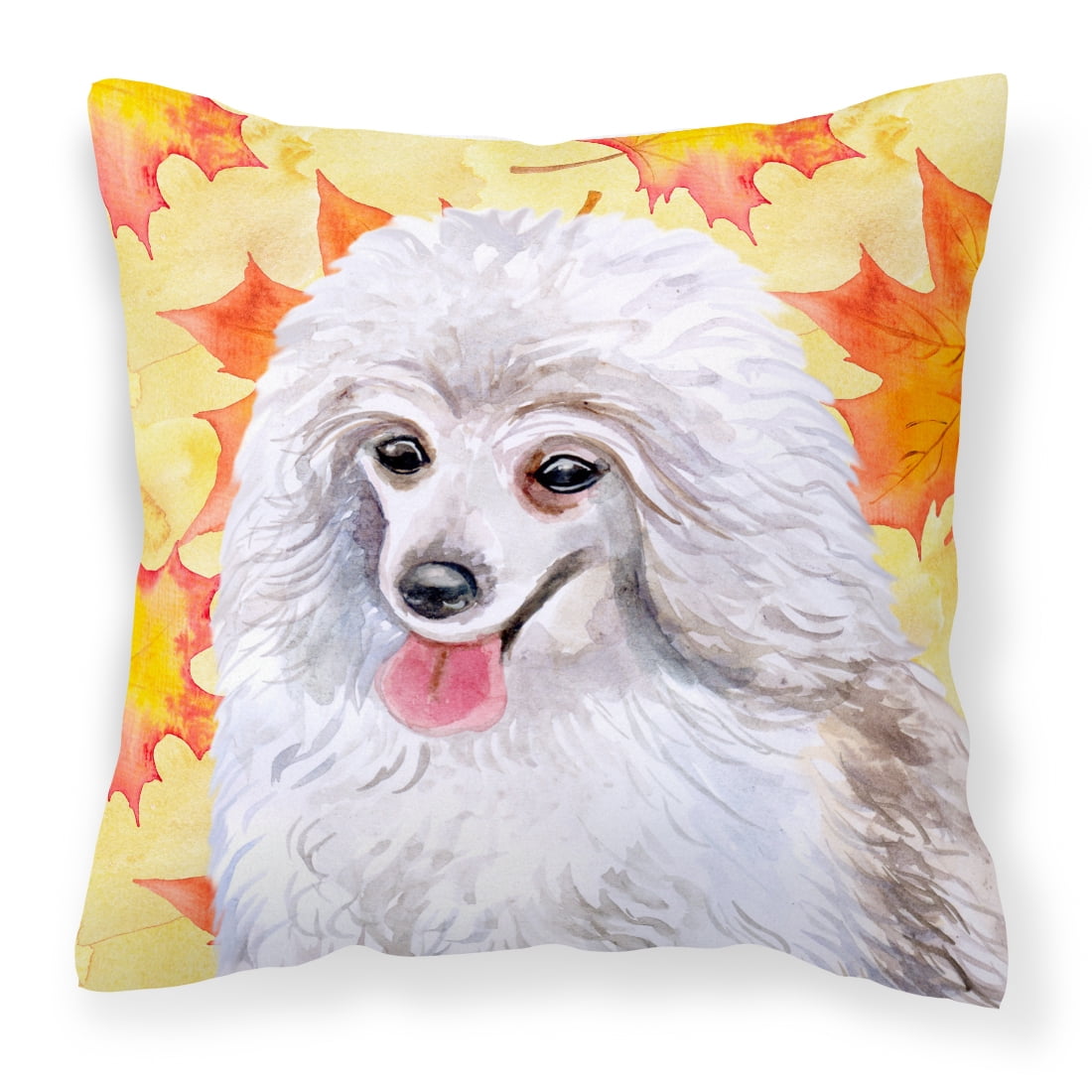BB9944PW1818 Medium White Poodle Fall Fabric Decorative Pillow