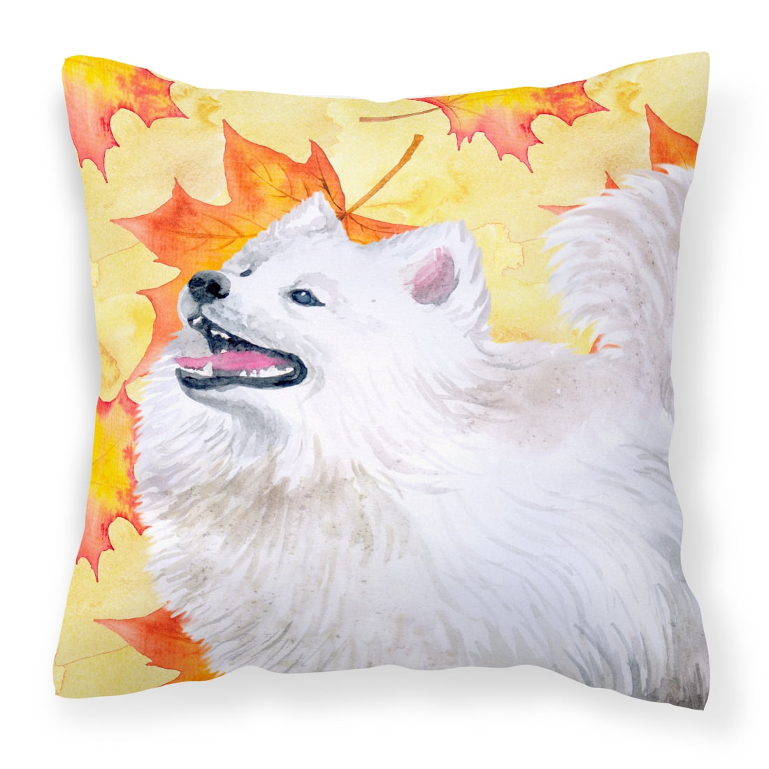 BB9952PW1818 Samoyed Fall Fabric Decorative Pillow