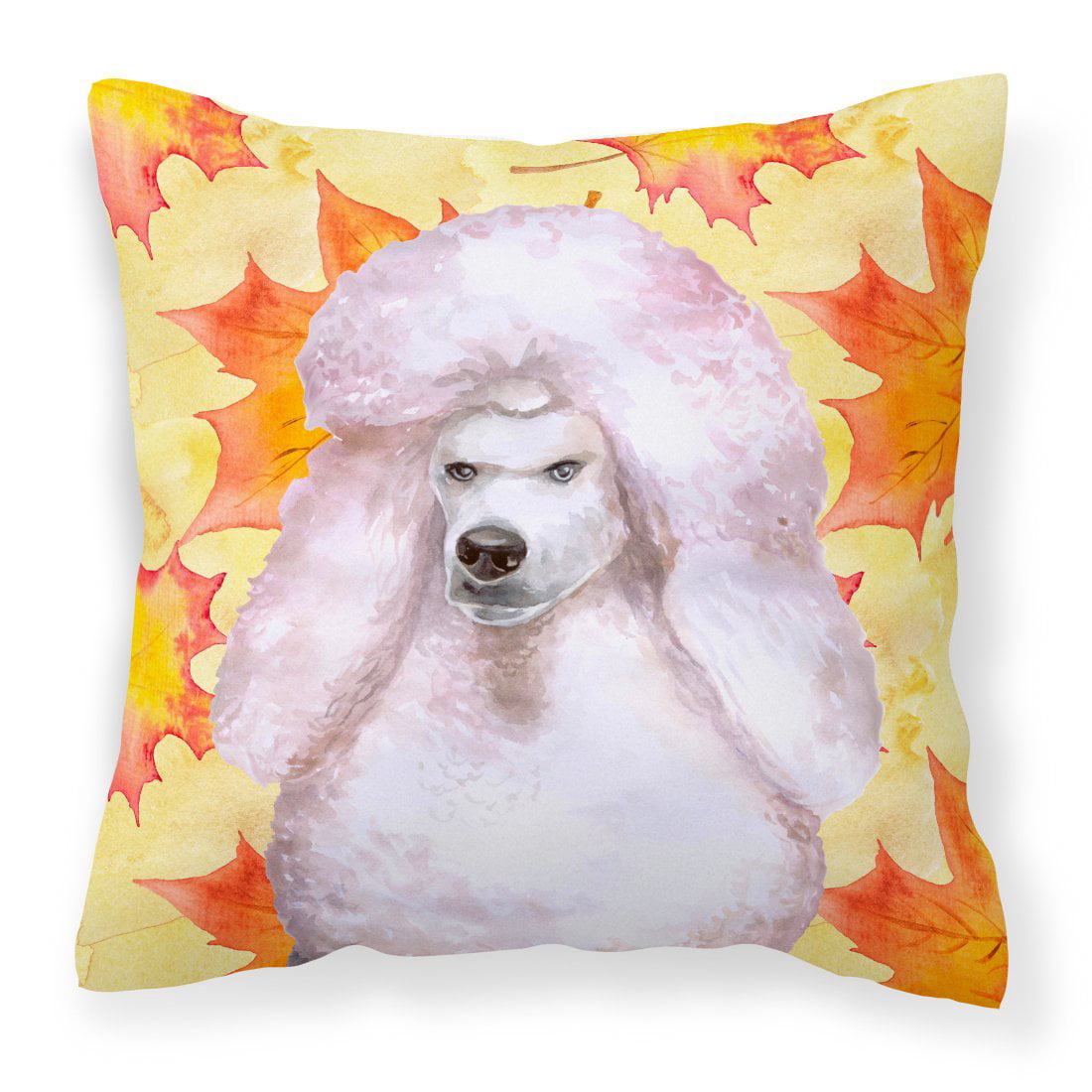 BB9978PW1818 White Standard Poodle Fall Fabric Decorative Pillow