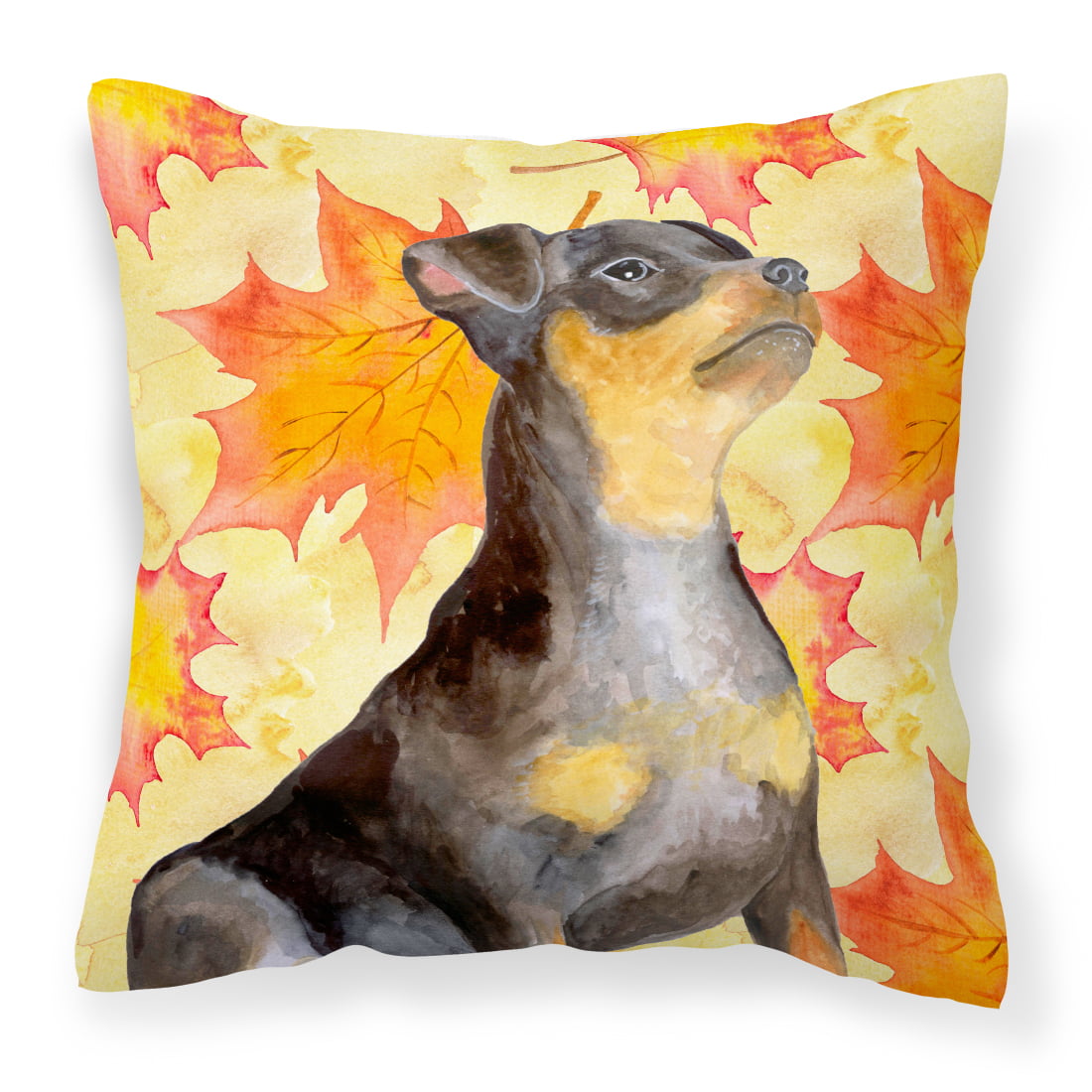 Miniature Pinscher No. 2 Fall Fabric Decorative Pillow