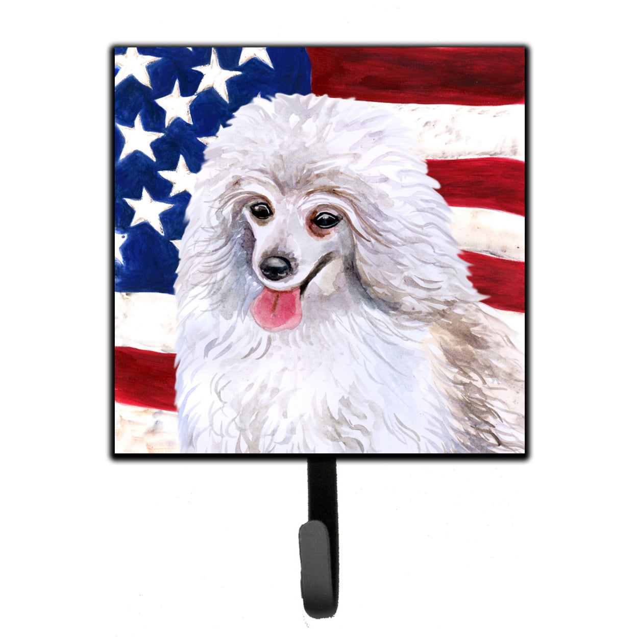 Medium White Poodle Patriotic Leash or Key Holder