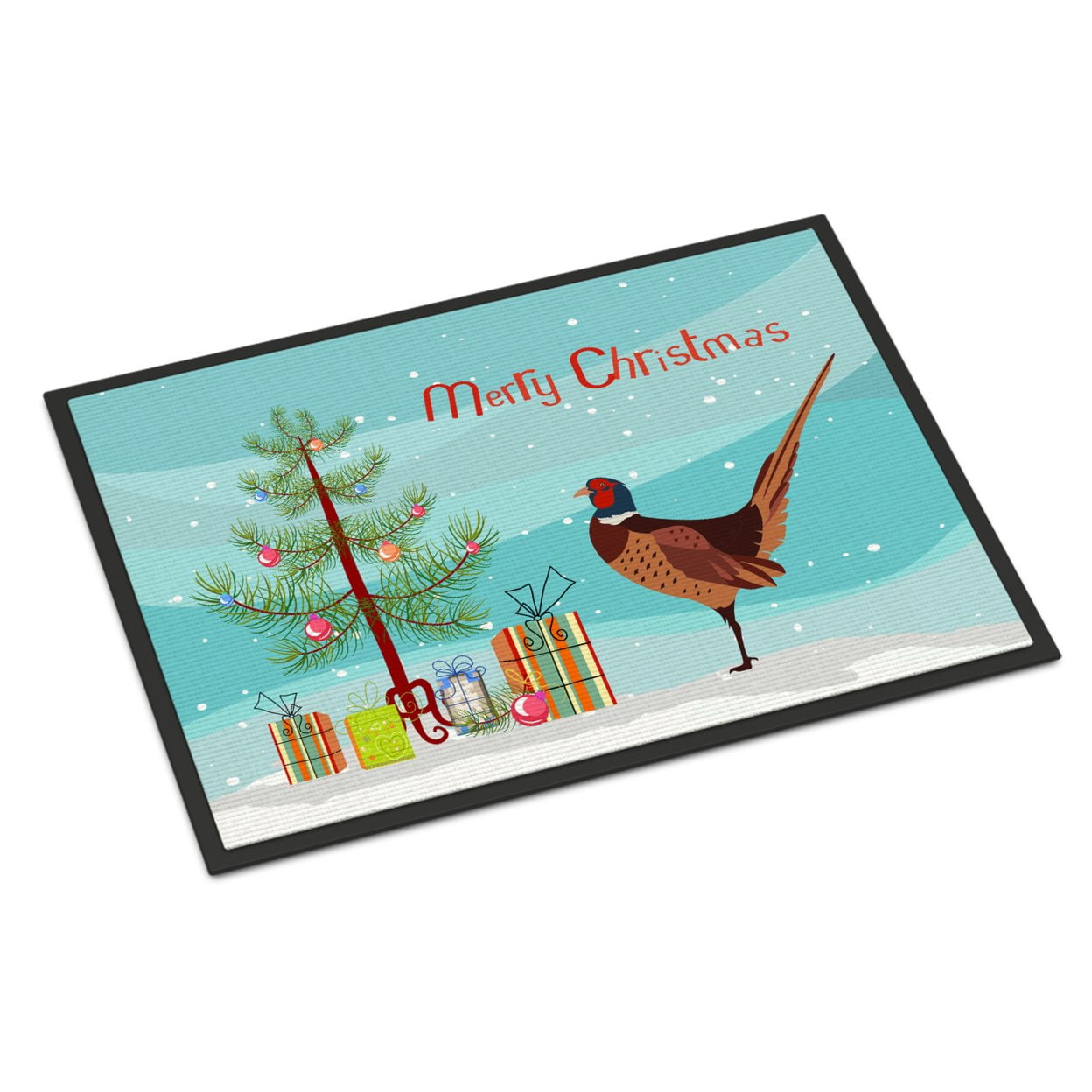 BB9297MAT Ring-necked Common Pheasant Christmas Indoor or Outdoor Mat, 18 x 27 in.