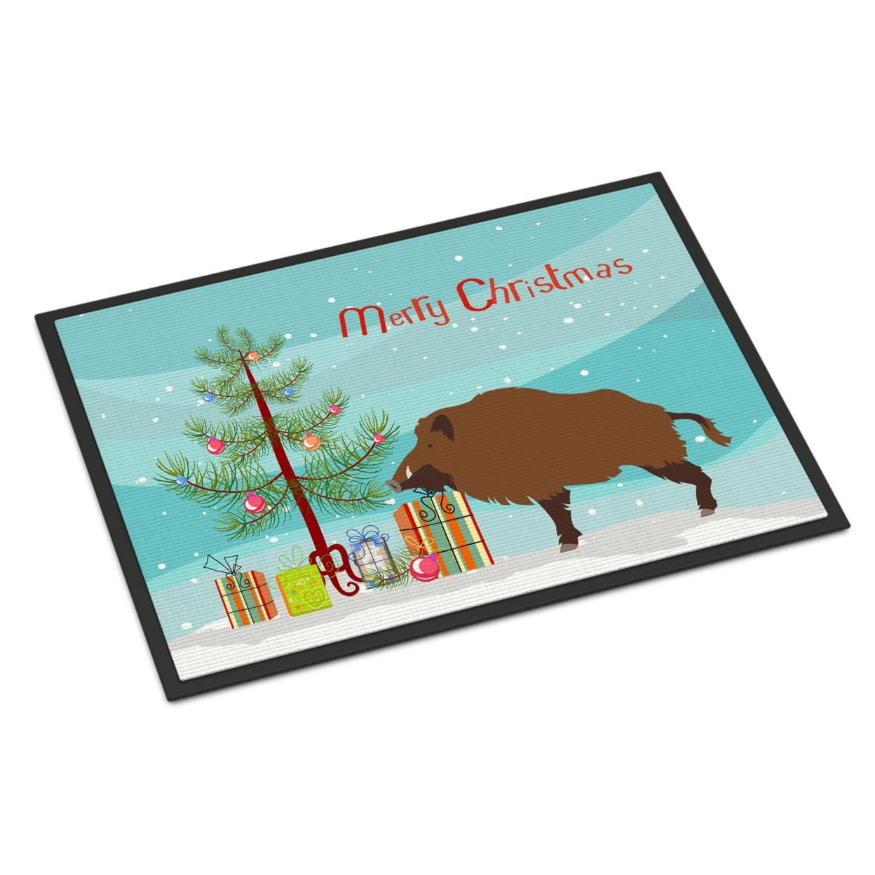 Picture of Carolines Treasures BB9303MAT Wild Boar Pig Christmas Indoor or Outdoor Mat, 18 x 27 in.