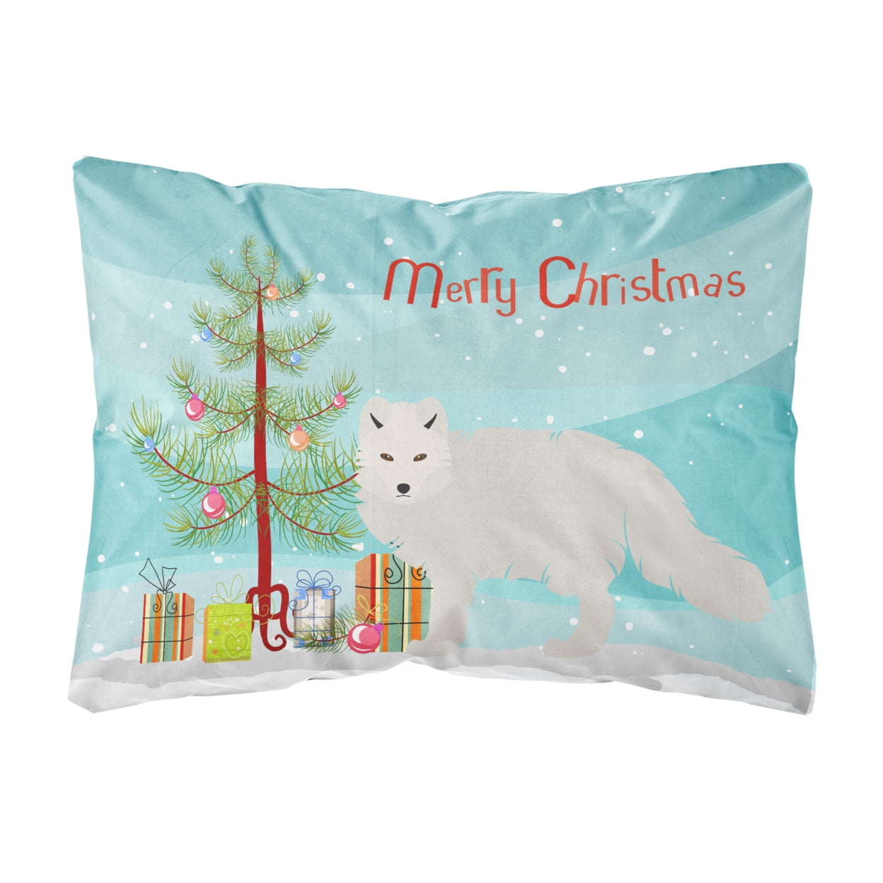 White Arctic Fox Christmas Canvas Fabric Decorative Pillow