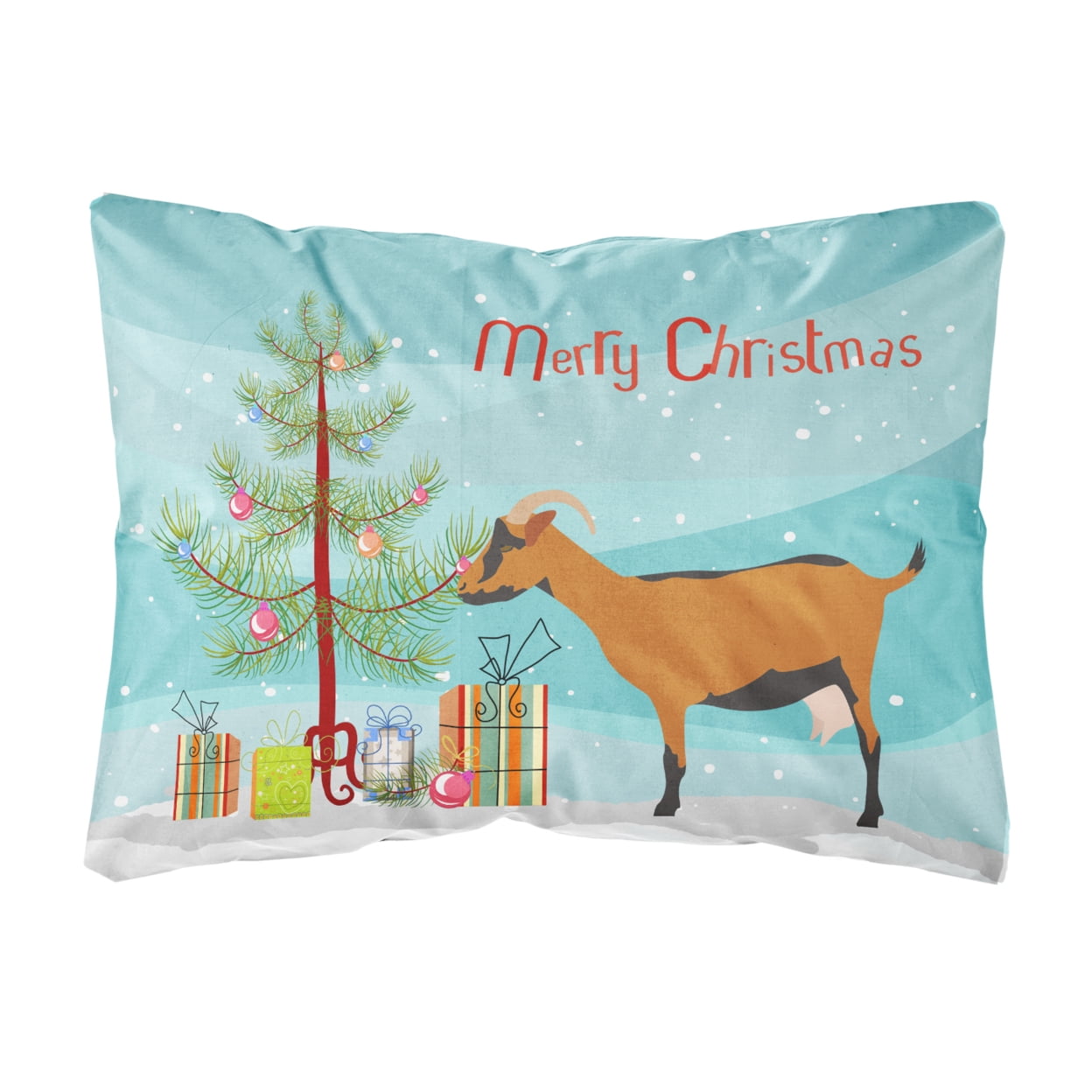 Oberhasli Goat Christmas Canvas Fabric Decorative Pillow