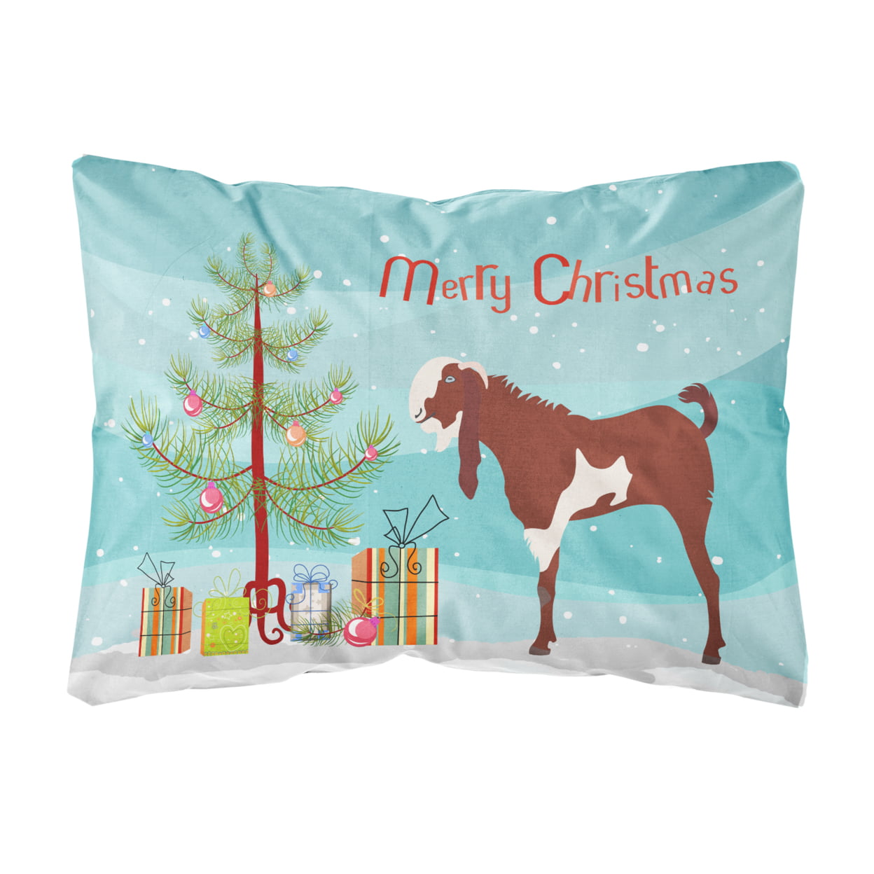 Jamnapari Goat Christmas Canvas Fabric Decorative Pillow