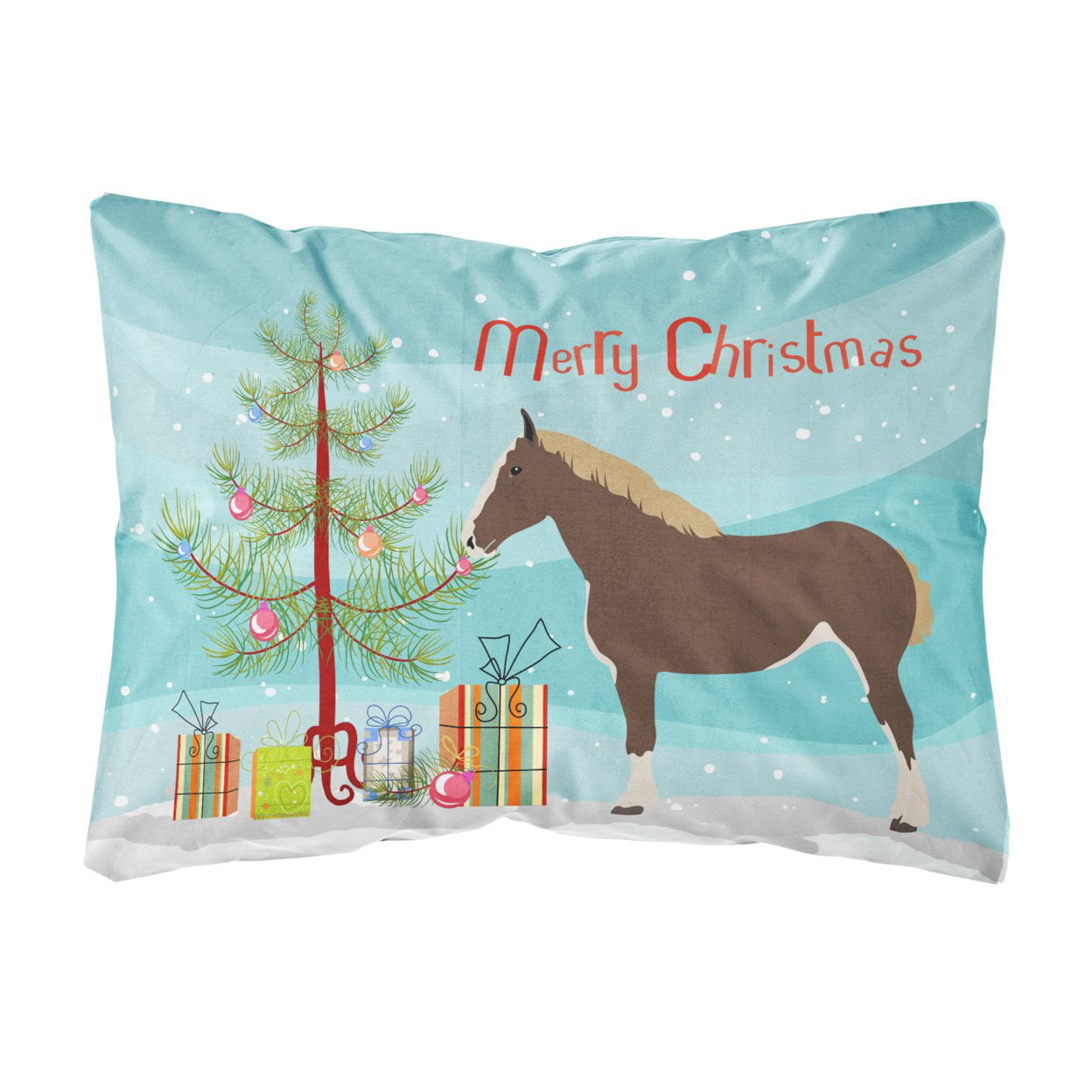 Percheron Horse Christmas Canvas Fabric Decorative Pillow
