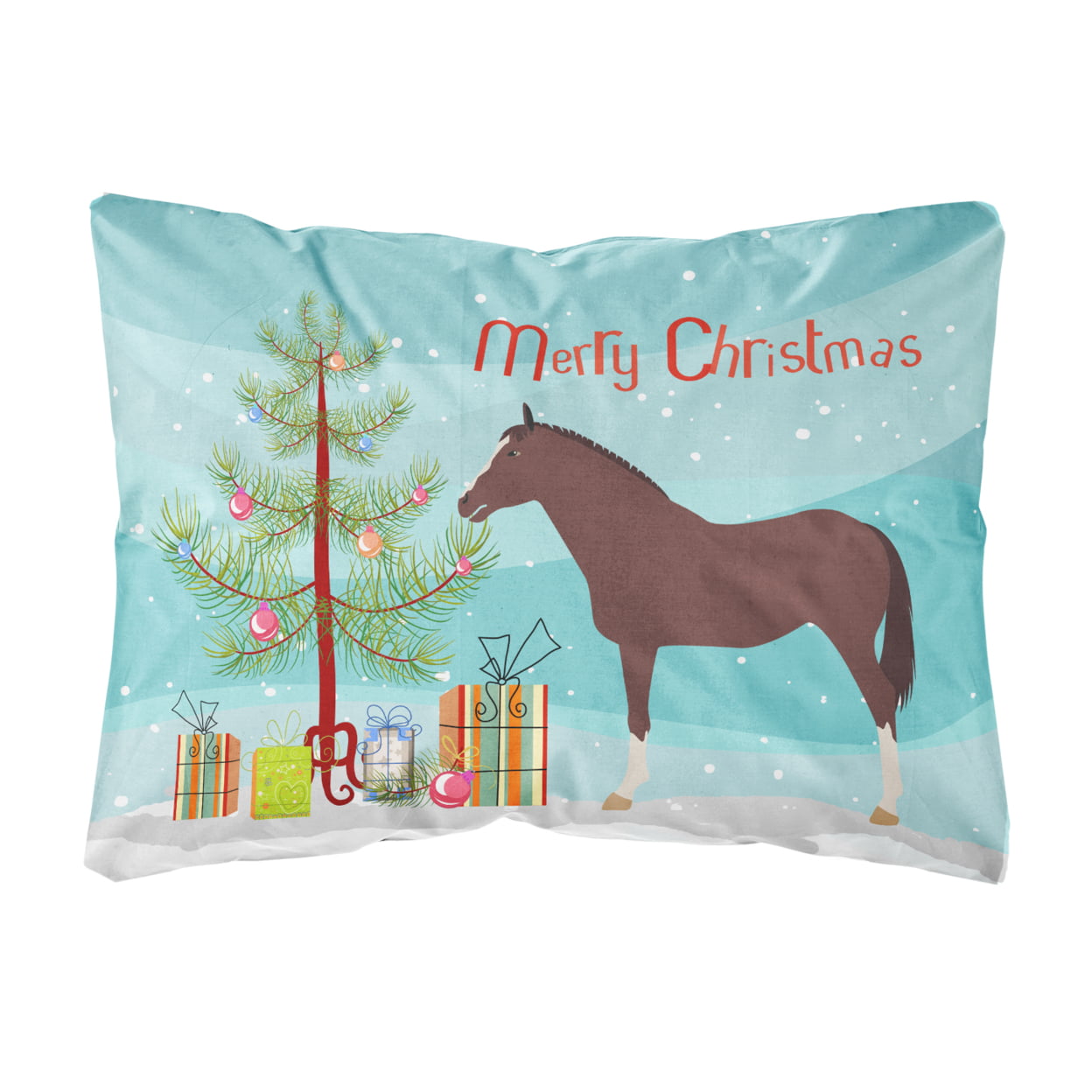 English Thoroughbred Horse Christmas Canvas Fabric Decorative Pillow