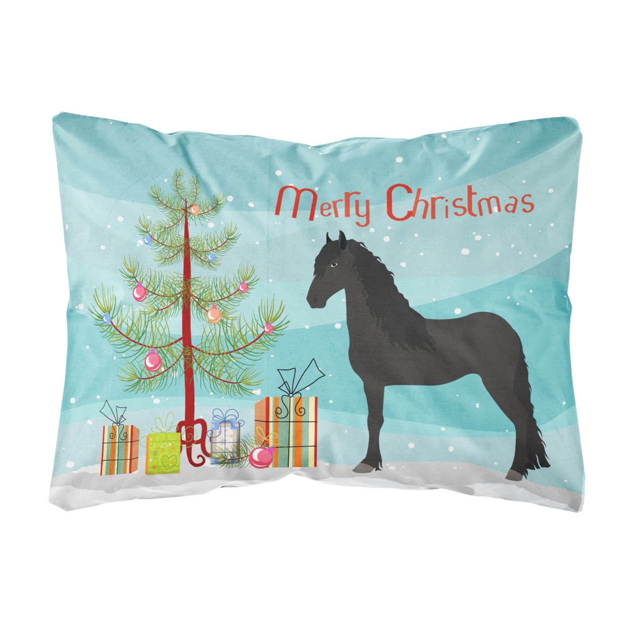 Friesian Horse Christmas Canvas Fabric Decorative Pillow