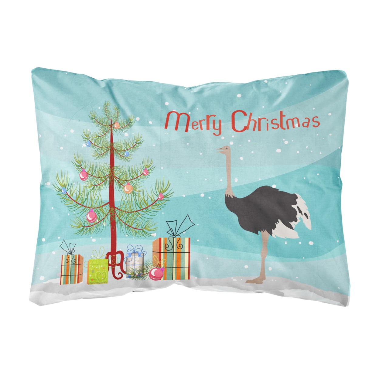Common Ostrich Christmas Canvas Fabric Decorative Pillow