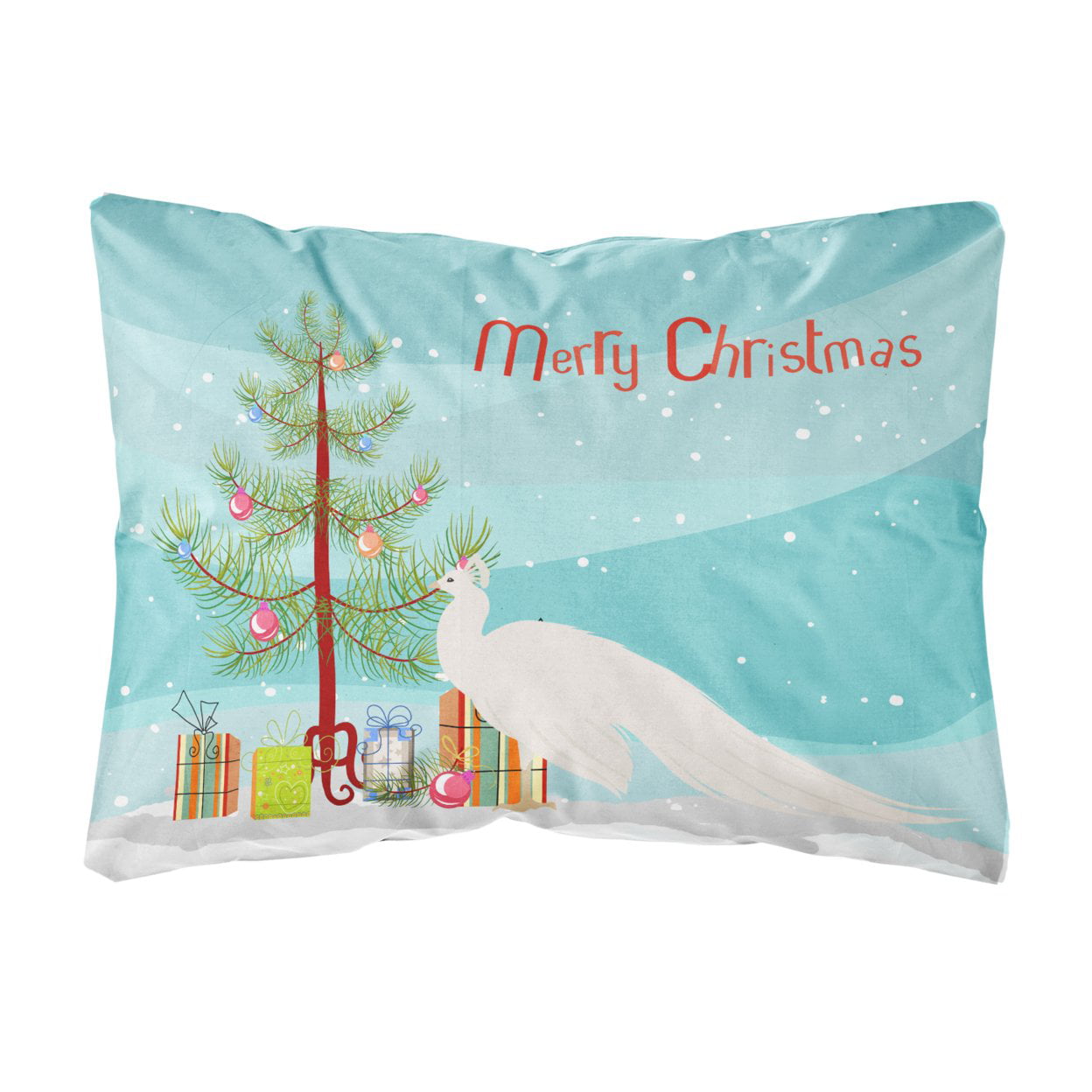 White Peacock Peafowl Christmas Canvas Fabric Decorative Pillow