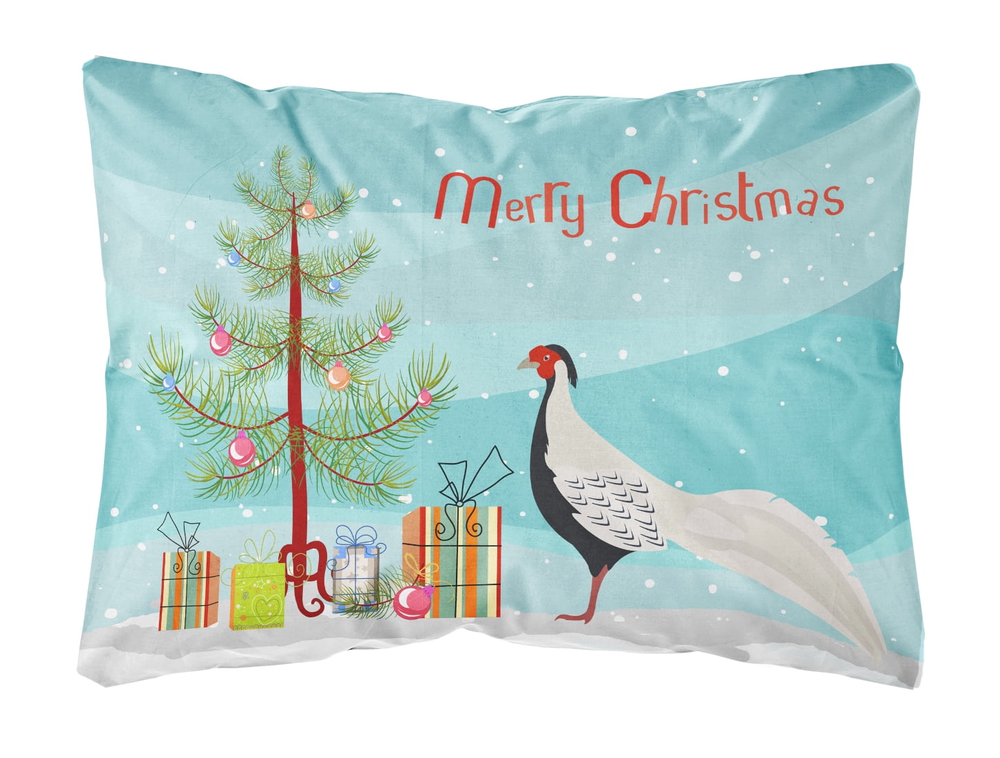 Silver Pheasant Christmas Canvas Fabric Decorative Pillow