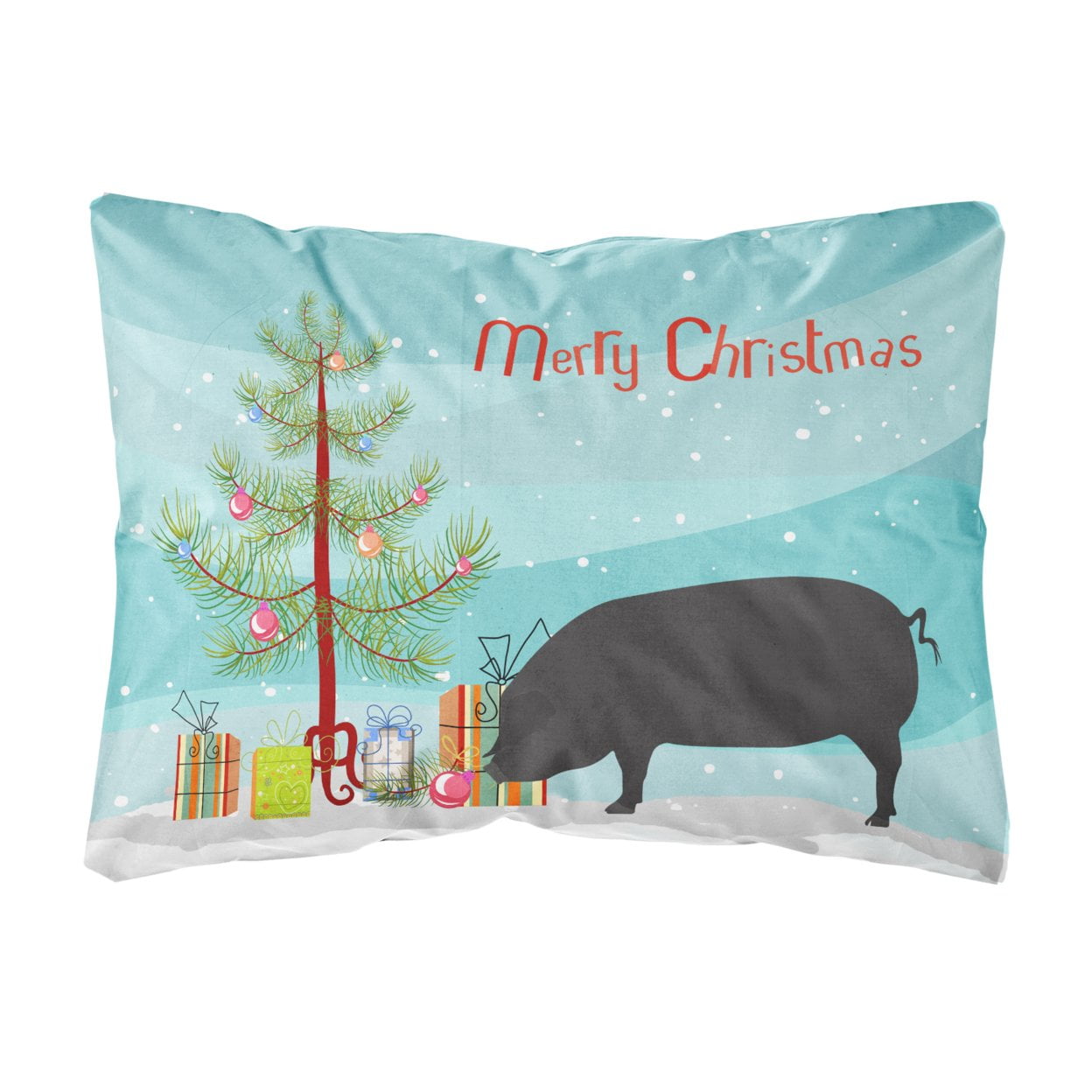 Devon Large Black Pig Christmas Canvas Fabric Decorative Pillow