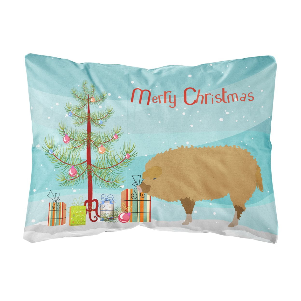 Hungarian Mangalica Pig Christmas Canvas Fabric Decorative Pillow