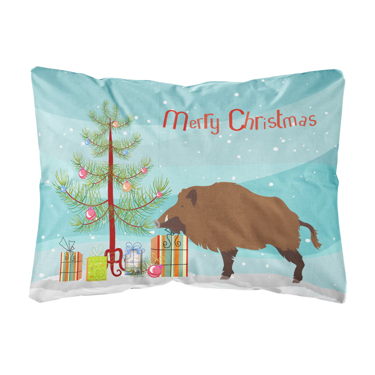 Wild Boar Pig Christmas Canvas Fabric Decorative Pillow