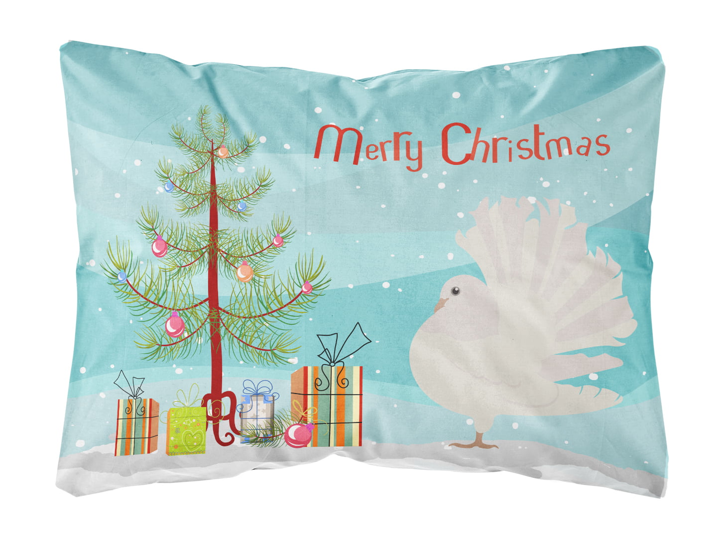 Silver Fantail Pigeon Christmas Canvas Fabric Decorative Pillow