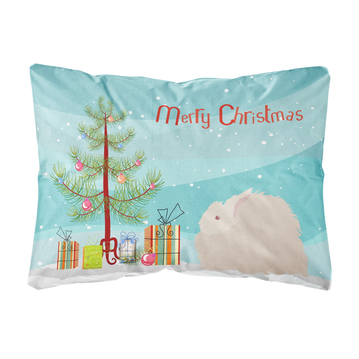 Picture of Carolines Treasures BB9326PW1216 Fluffy Angora Rabbit Christmas Canvas Fabric Decorative Pillow
