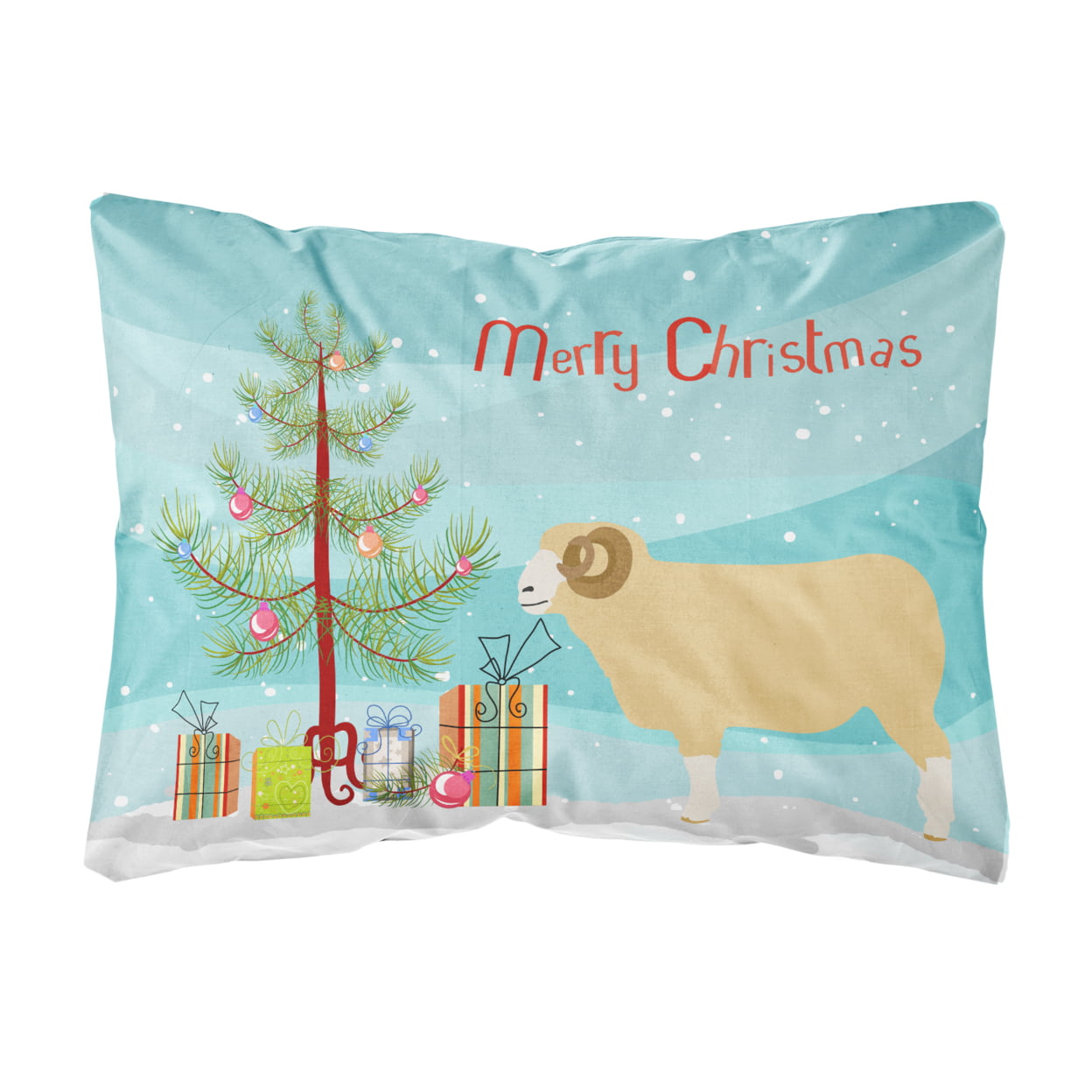 Horned Dorset Sheep Christmas Canvas Fabric Decorative Pillow