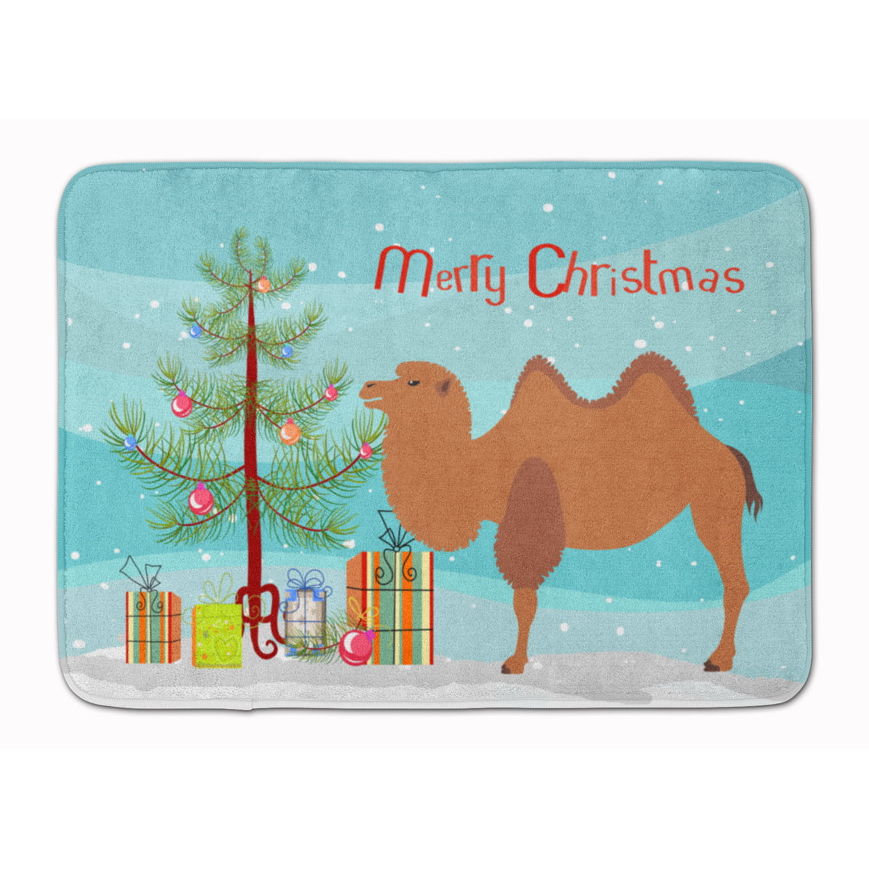 BB9185RUG Bactrian Camel Christmas Machine Washable Memory Foam Mat