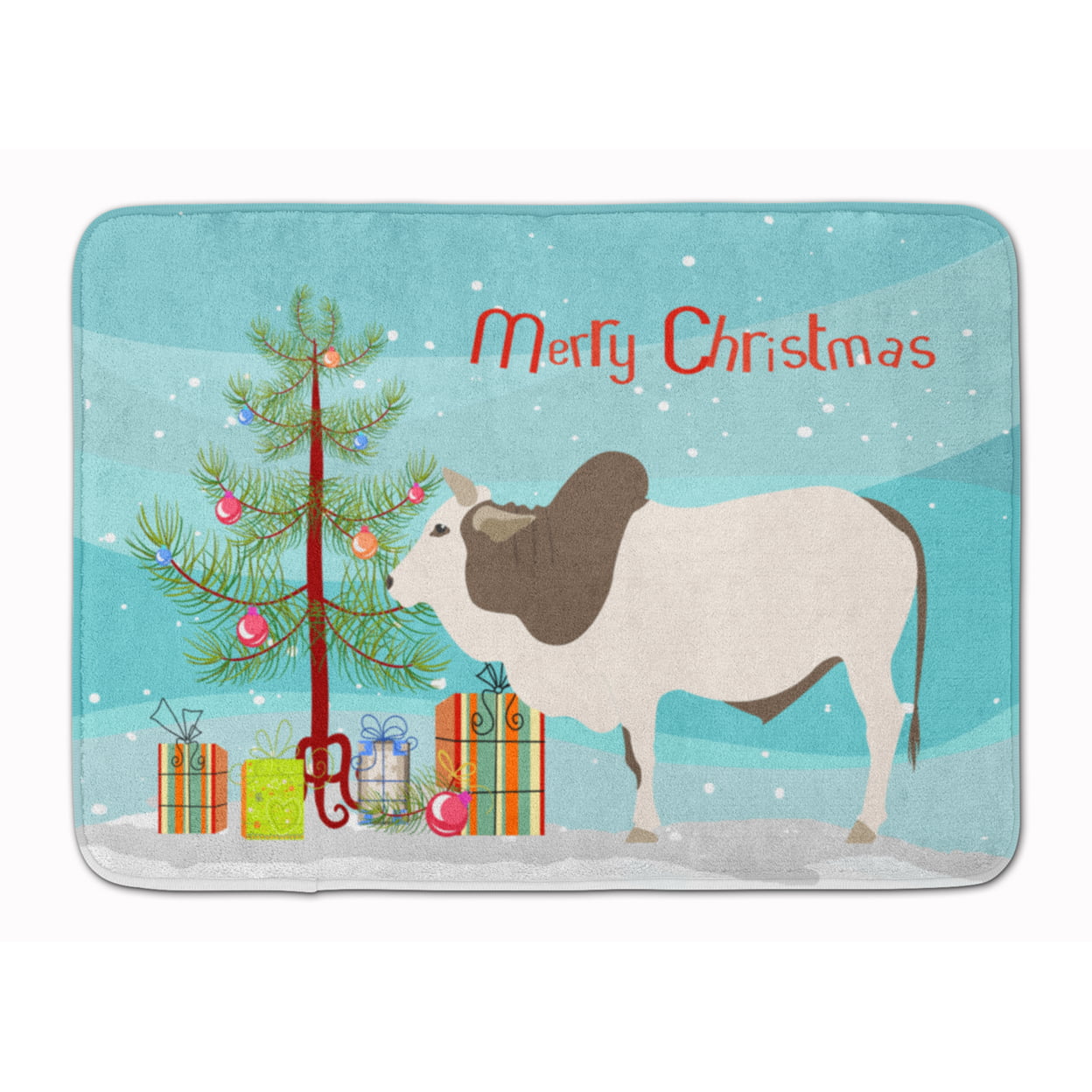 BB9197RUG Malvi Cow Christmas Machine Washable Memory Foam Mat