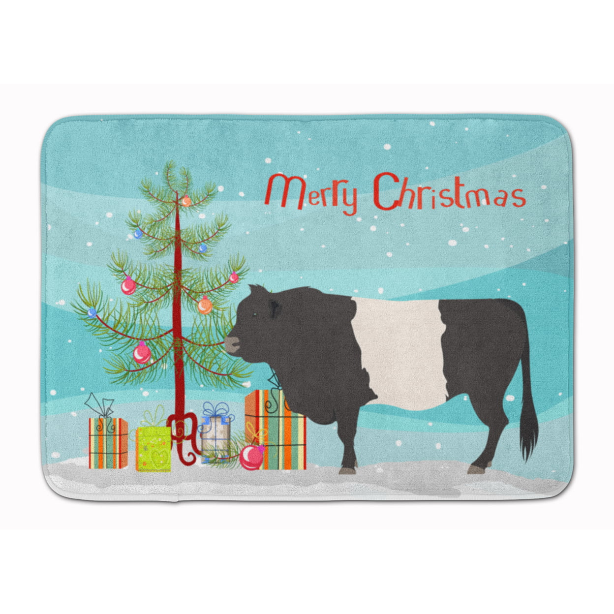 Belted Galloway Cow Christmas Machine Washable Memory Foam Mat
