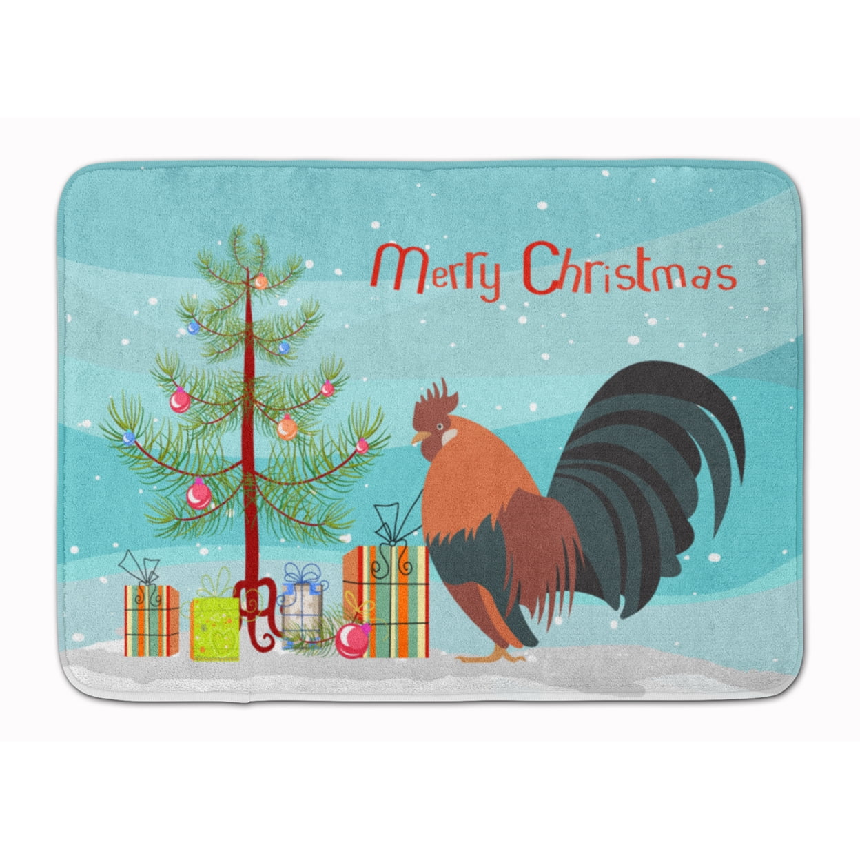 BB9203RUG Dutch Bantam Chicken Christmas Machine Washable Memory Foam Mat