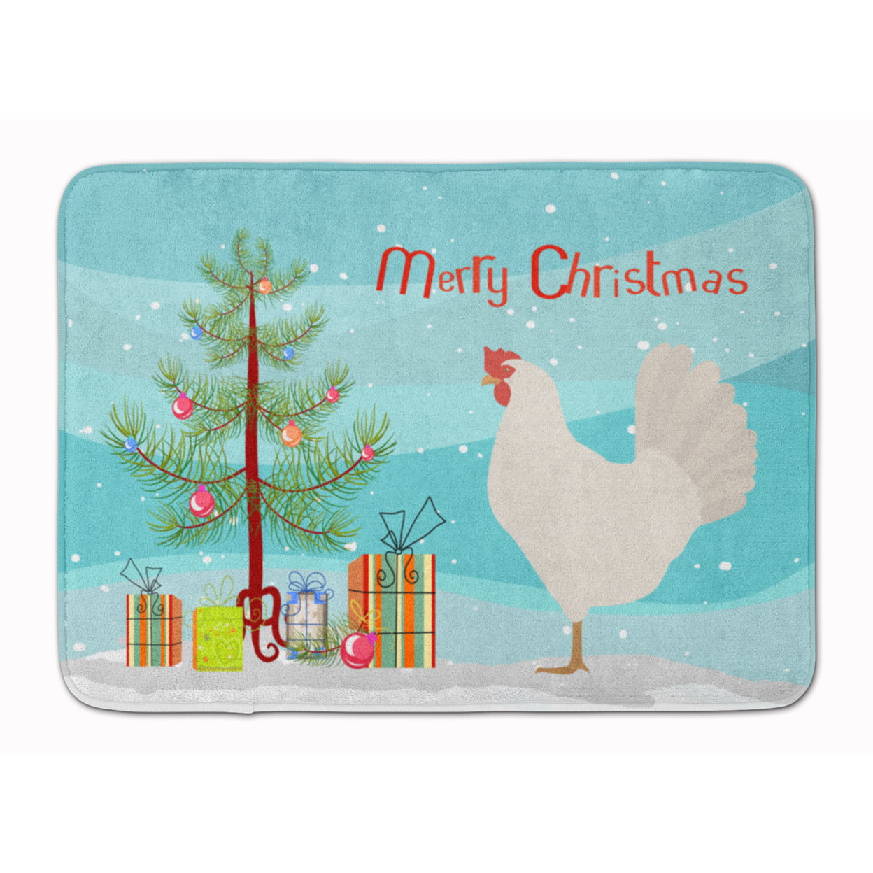 BB9207RUG Leghorn Chicken Christmas Machine Washable Memory Foam Mat