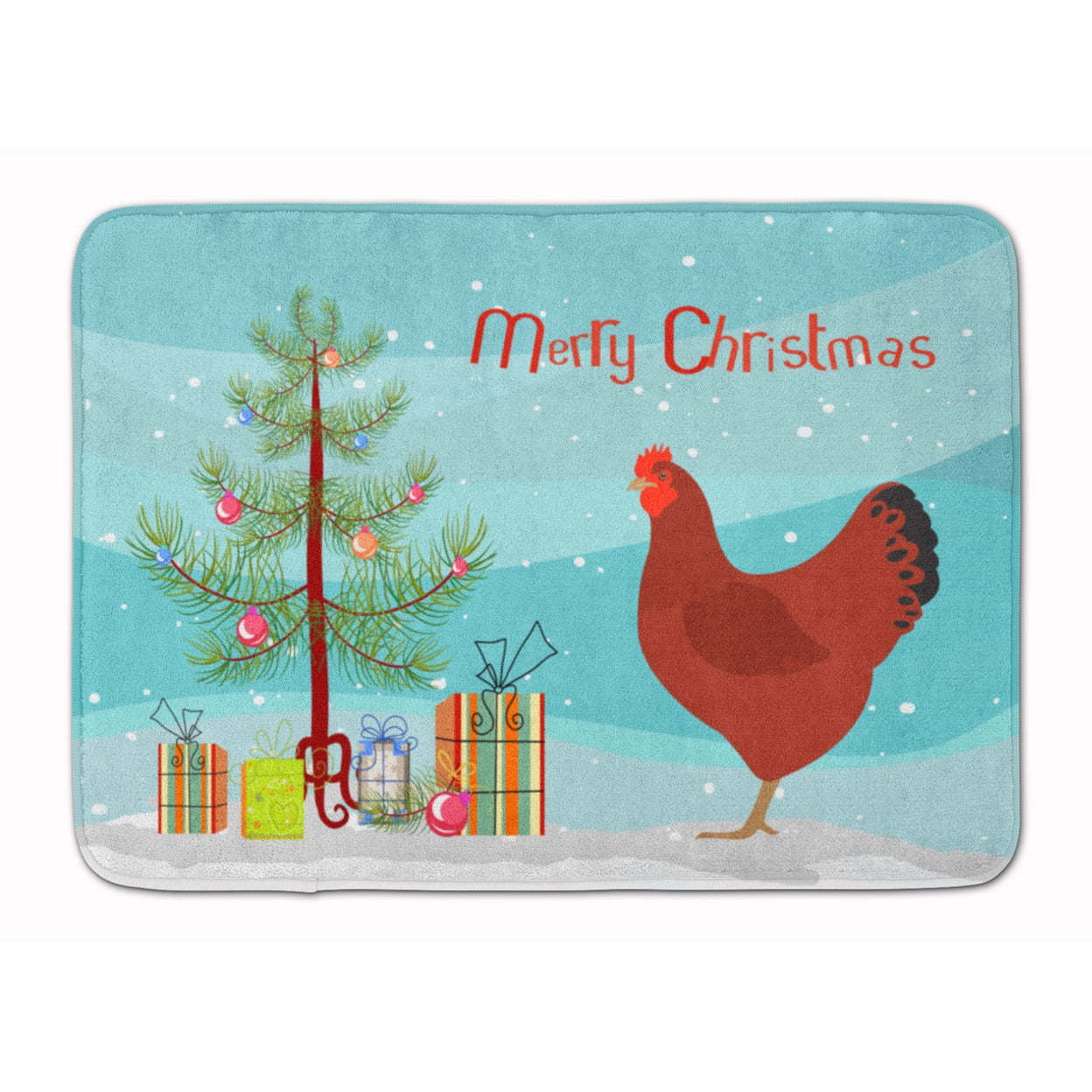 BB9210RUG New Hampshire Red Chicken Christmas Machine Washable Memory Foam Mat