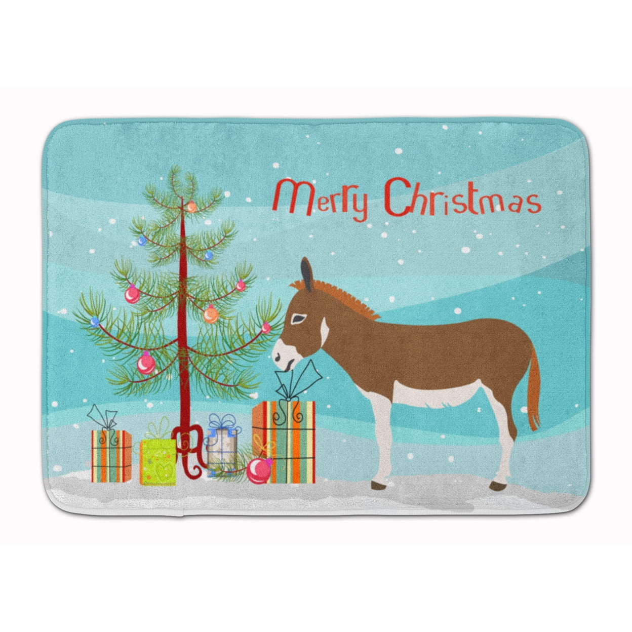 BB9214RUG Miniature Mediterranian Donkey Christmas Machine Washable Memory Foam Mat